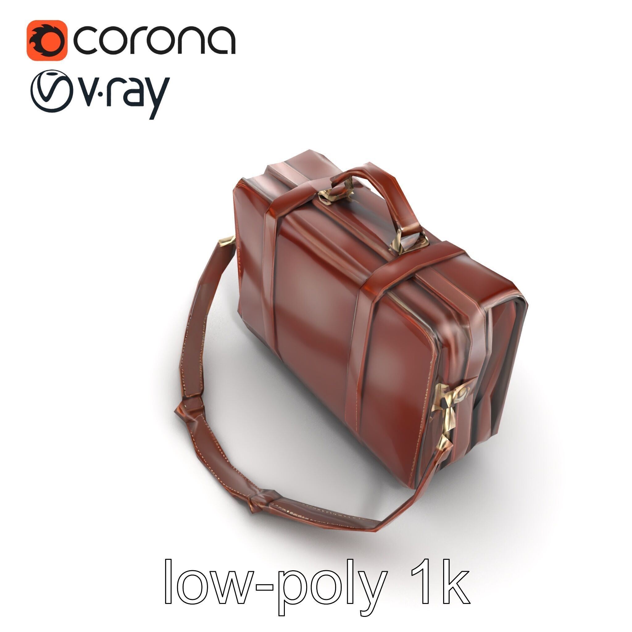 Elegant Leather Briefcase Vintage Charm model pack Low-poly 3D model_12