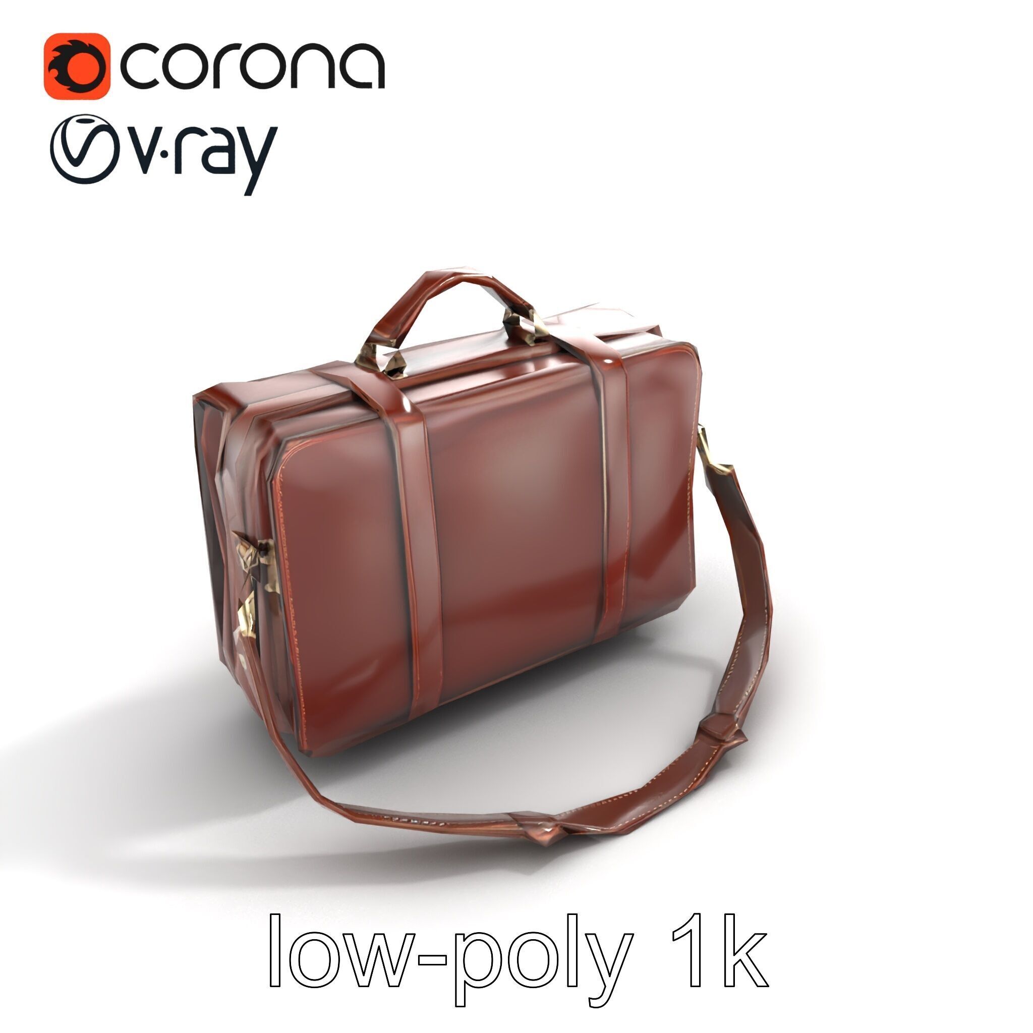 Elegant Leather Briefcase Vintage Charm model pack Low-poly 3D model_9