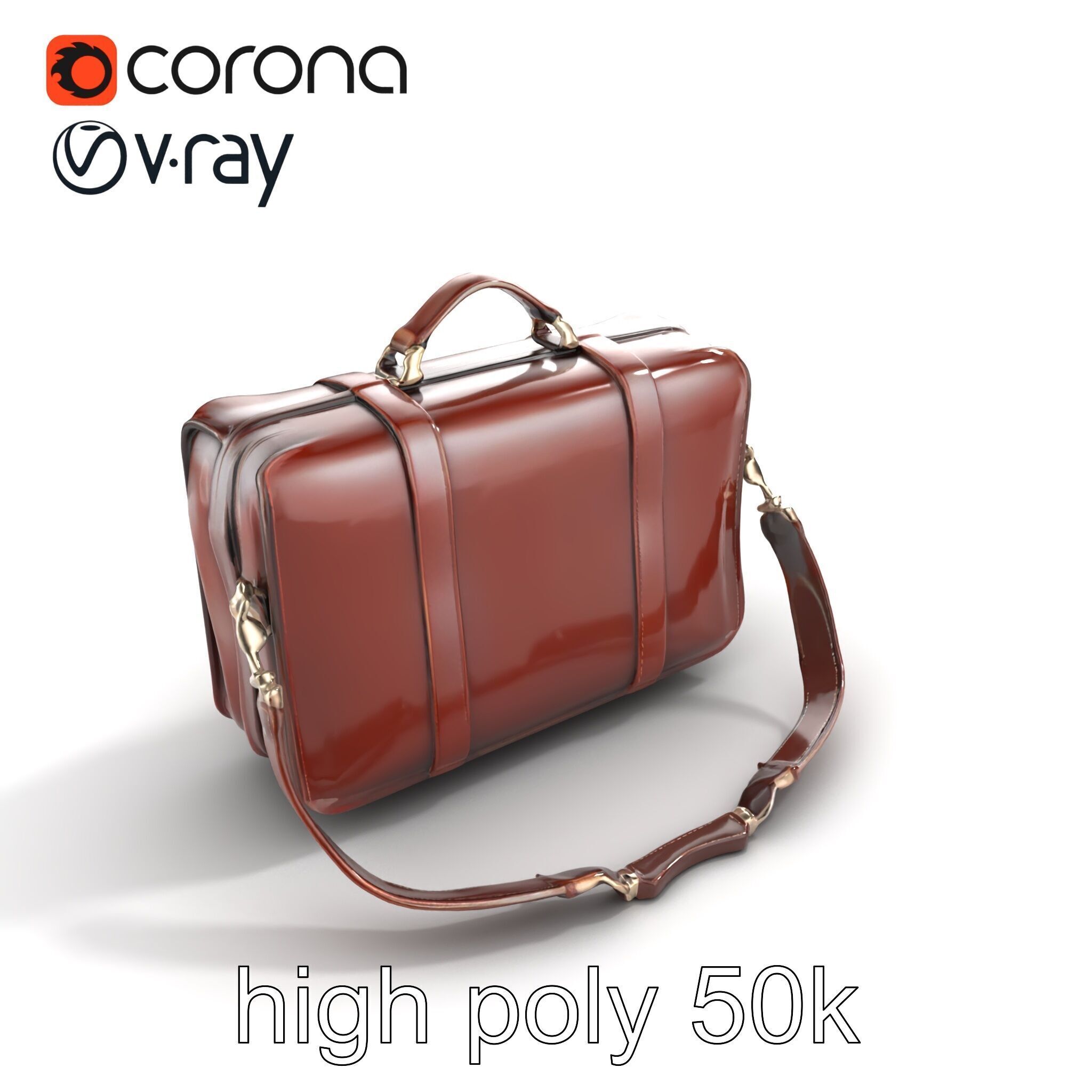 Elegant Leather Briefcase Vintage Charm model pack Low-poly 3D model_11