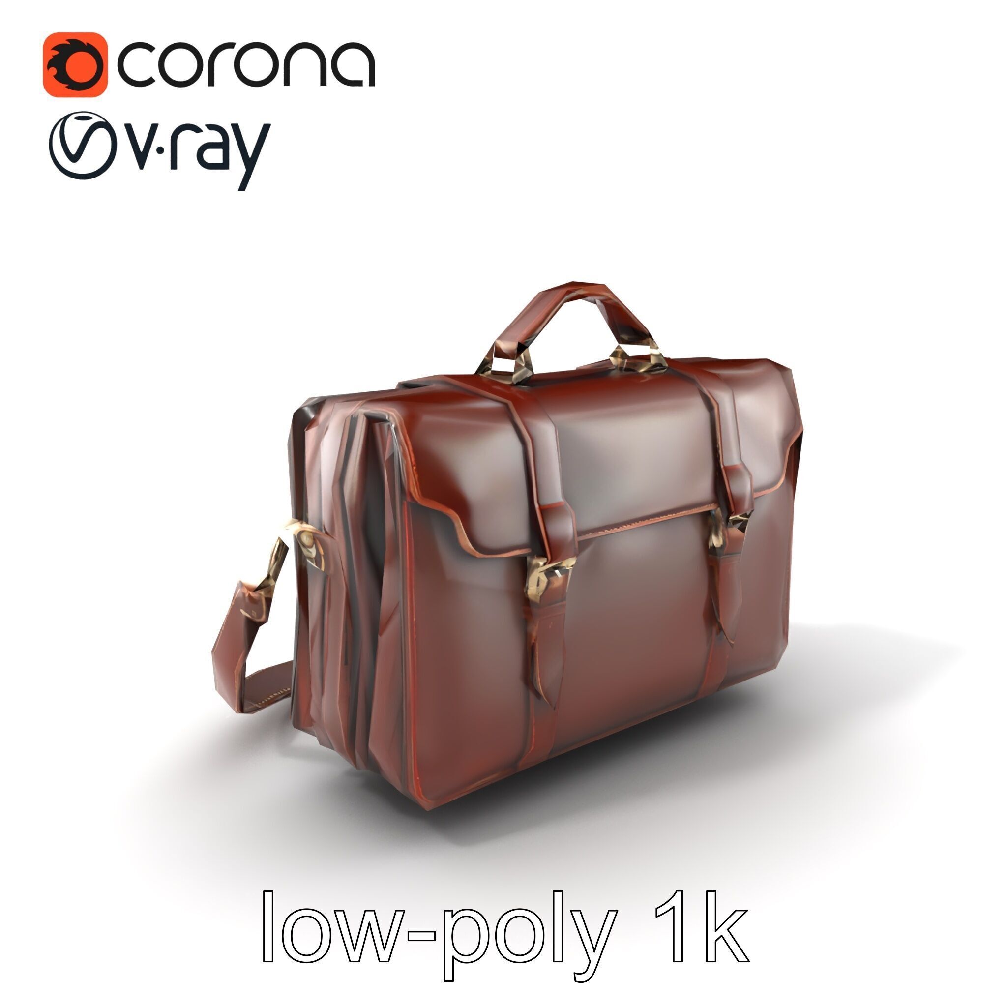 Elegant Leather Briefcase Vintage Charm model pack Low-poly 3D model_5