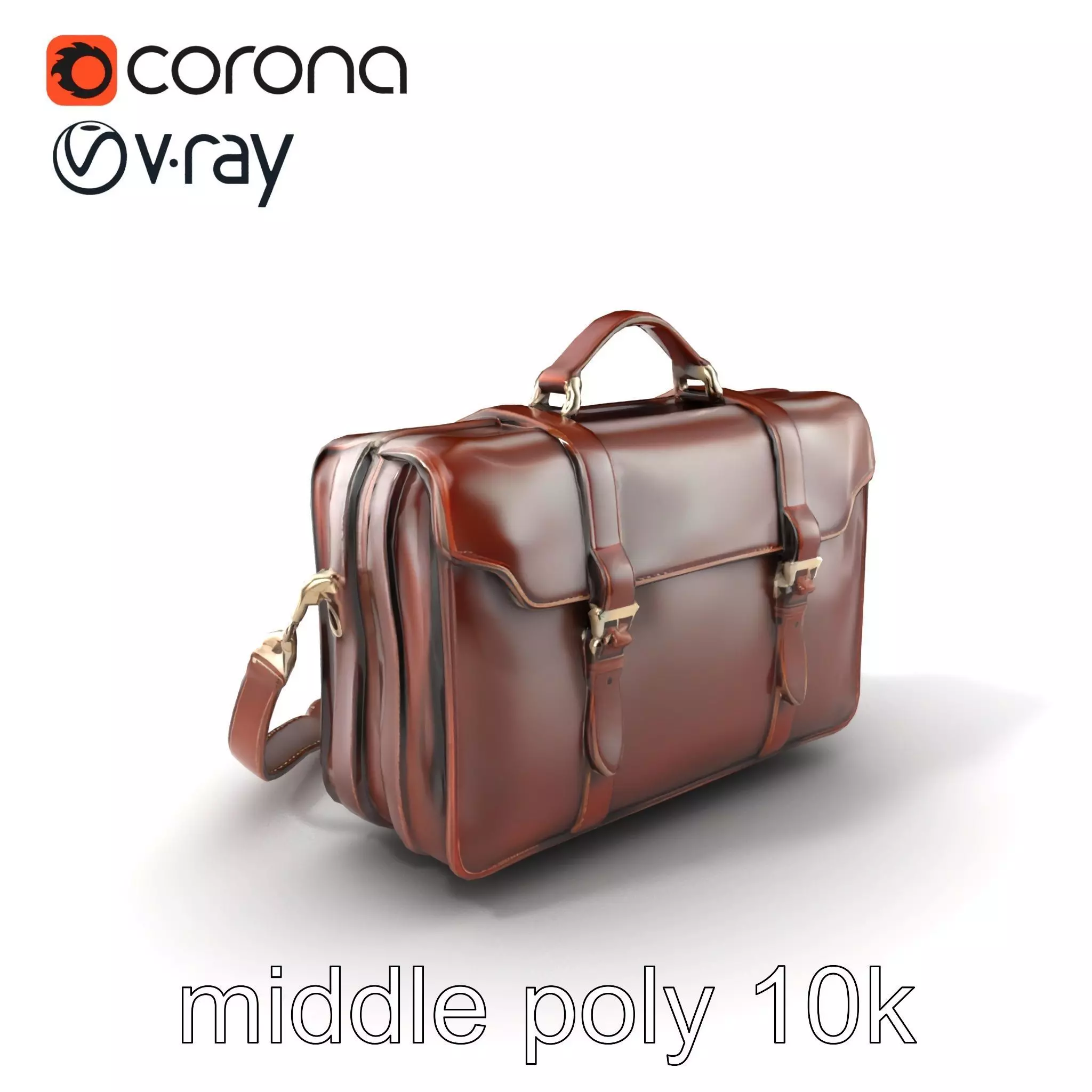 Elegant Leather Briefcase Vintage Charm model pack Low-poly 3D model_0