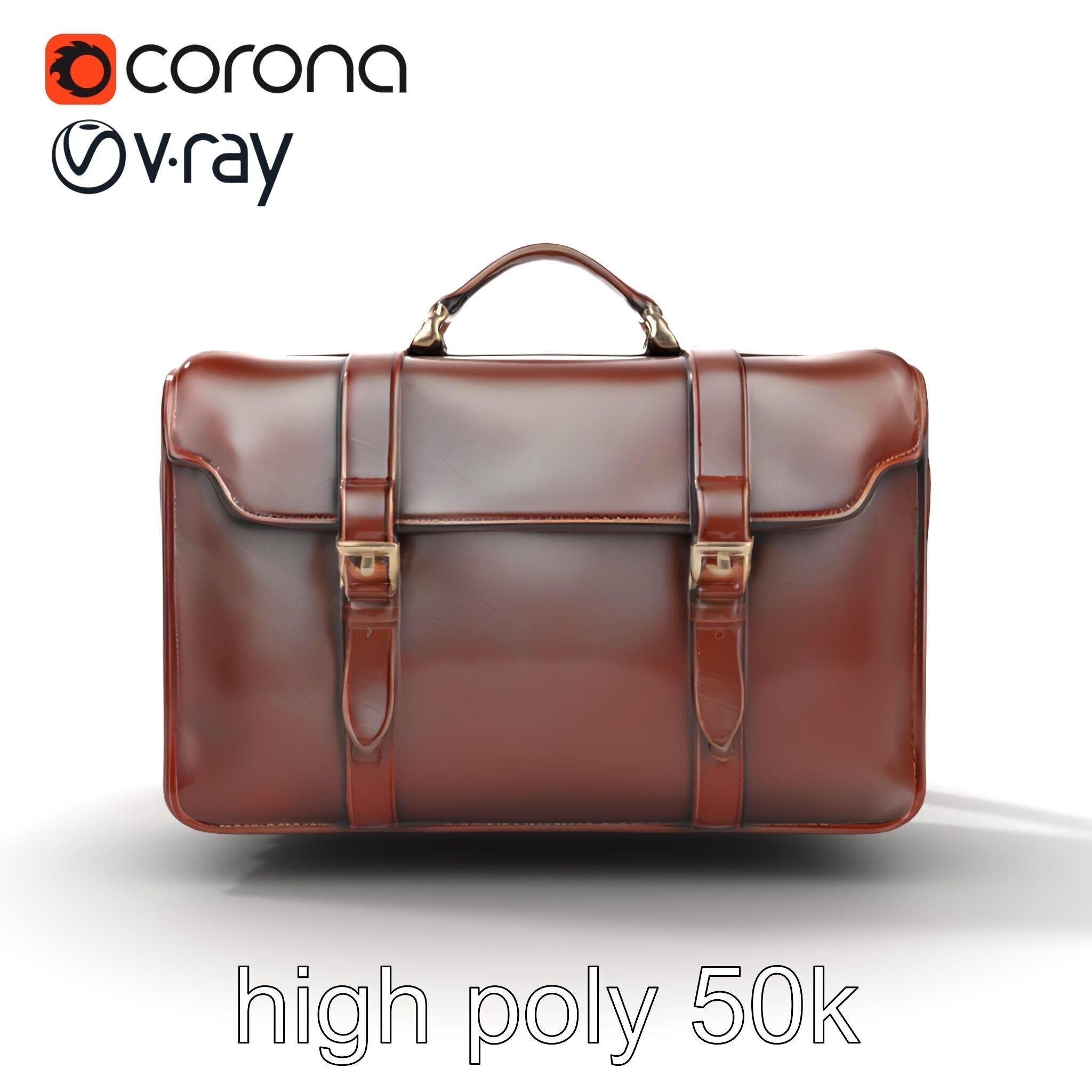 Elegant Leather Briefcase Vintage Charm model pack Low-poly 3D model_24