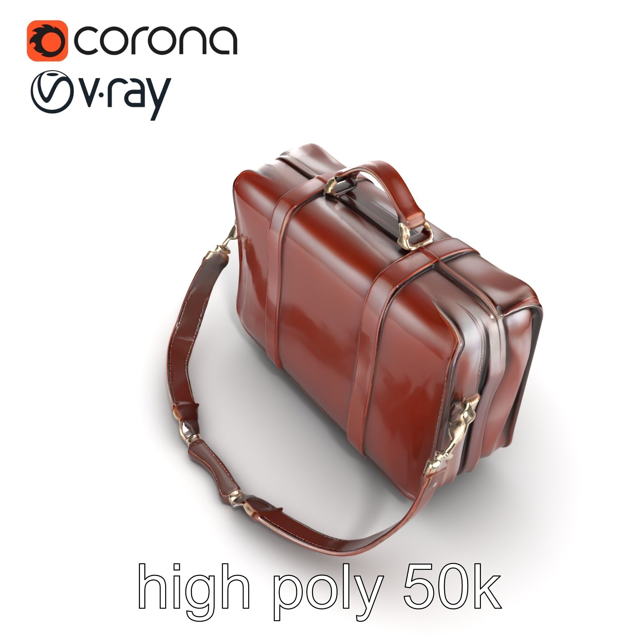 Elegant Leather Briefcase Vintage Charm model pack Low-poly 3D model_13