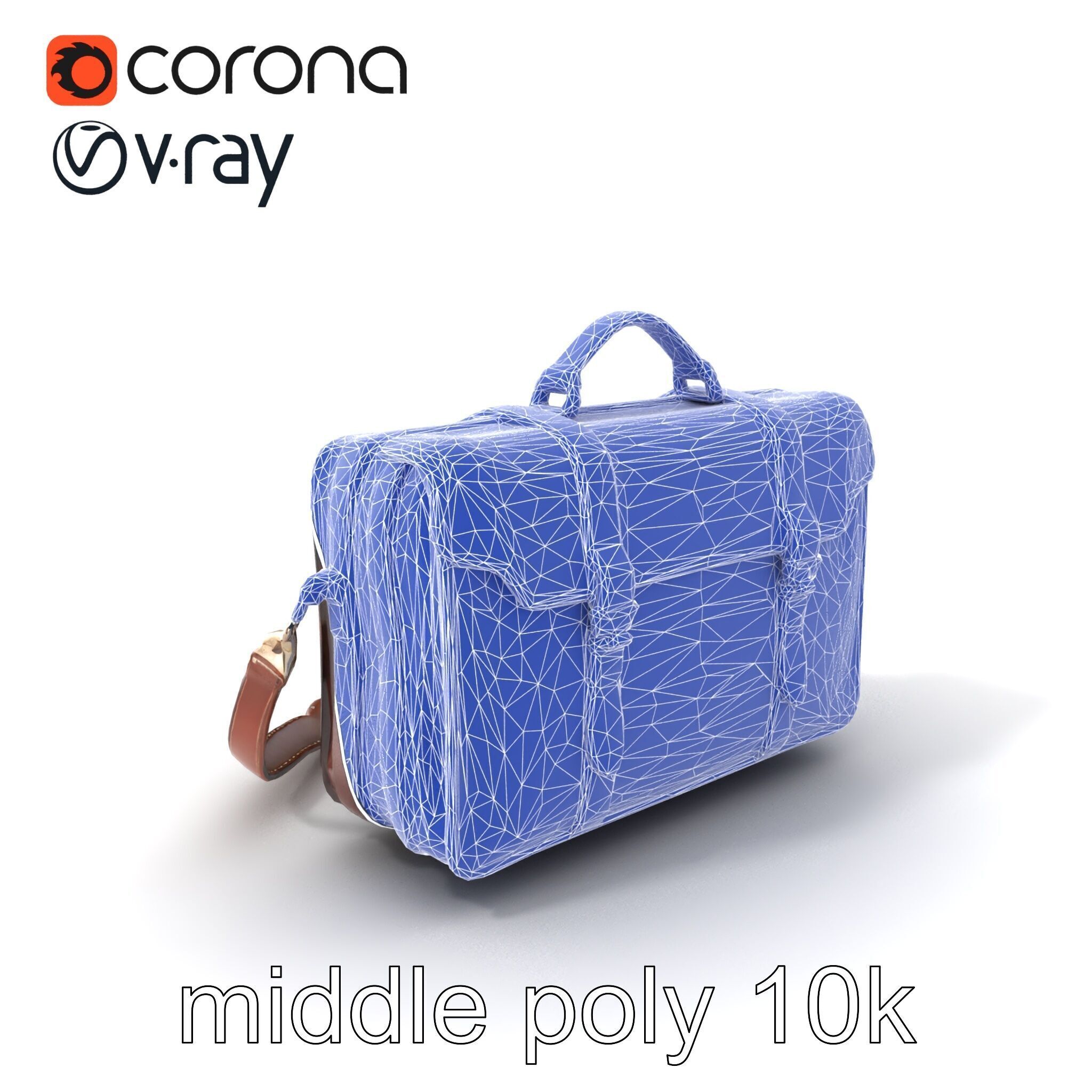 Elegant Leather Briefcase Vintage Charm model pack Low-poly 3D model_6