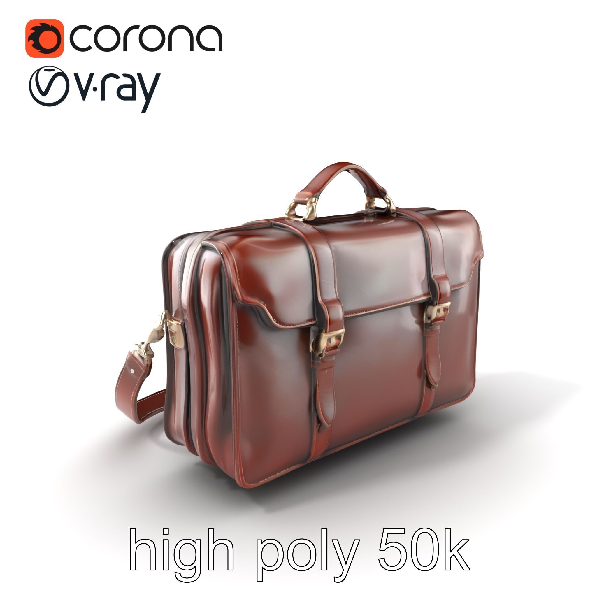 Elegant Leather Briefcase Vintage Charm model pack Low-poly 3D model_2