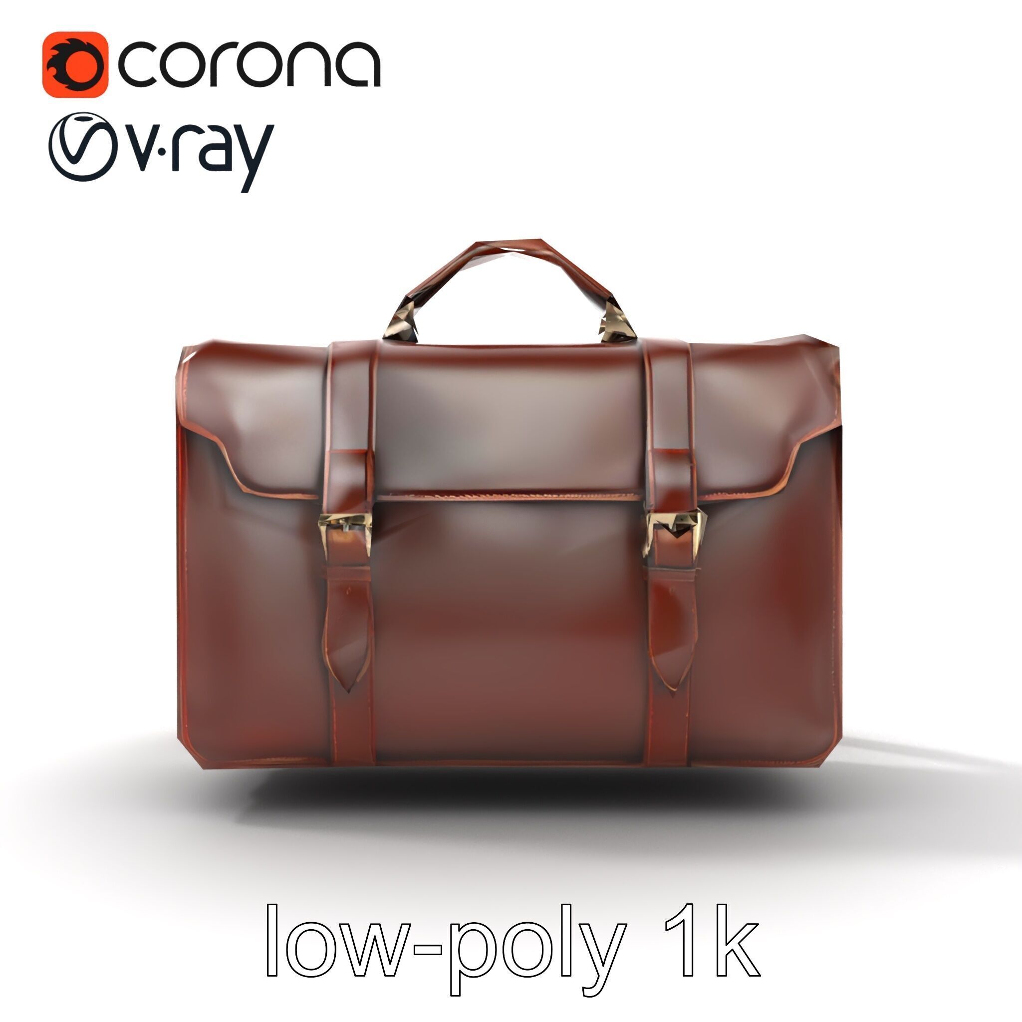 Elegant Leather Briefcase Vintage Charm model pack Low-poly 3D model_20