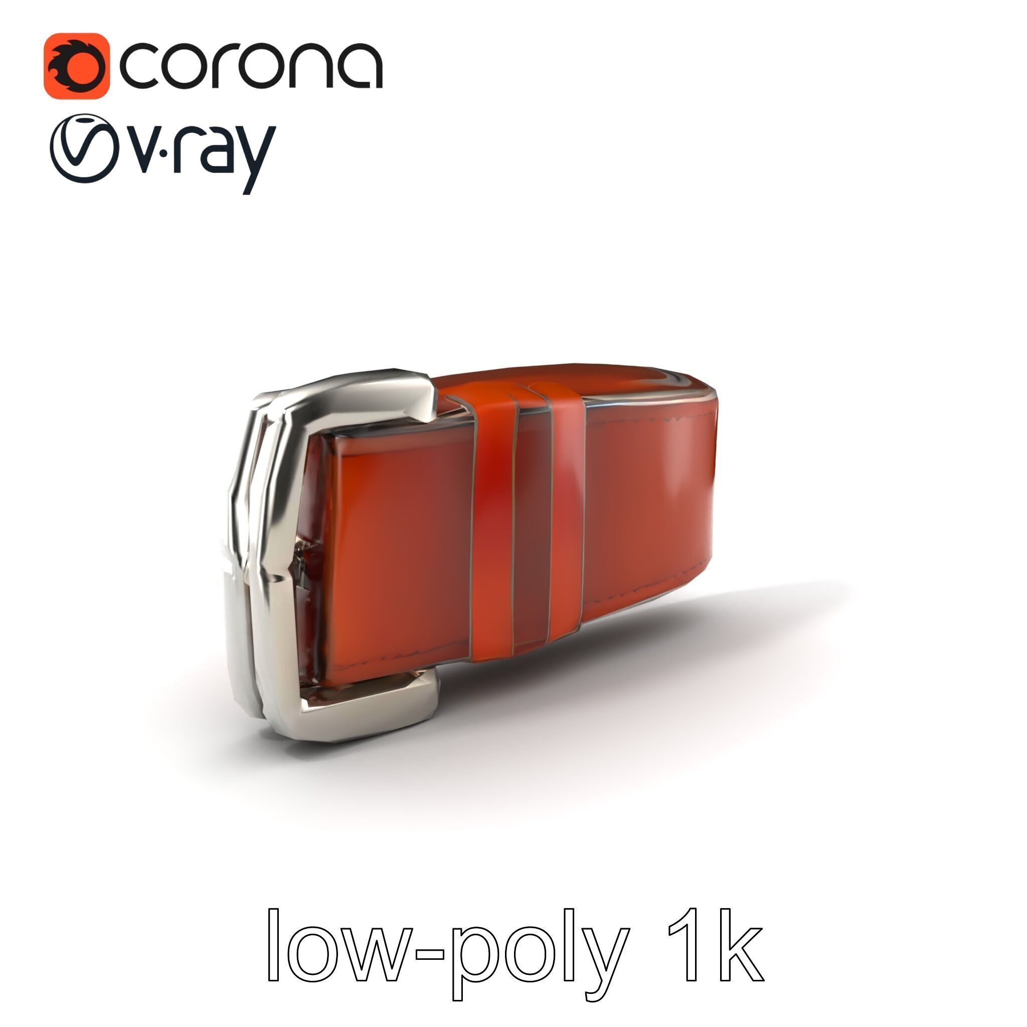Chestnut Brown Leather Belt with Silver Buckle model pack Low-poly 3D model_5