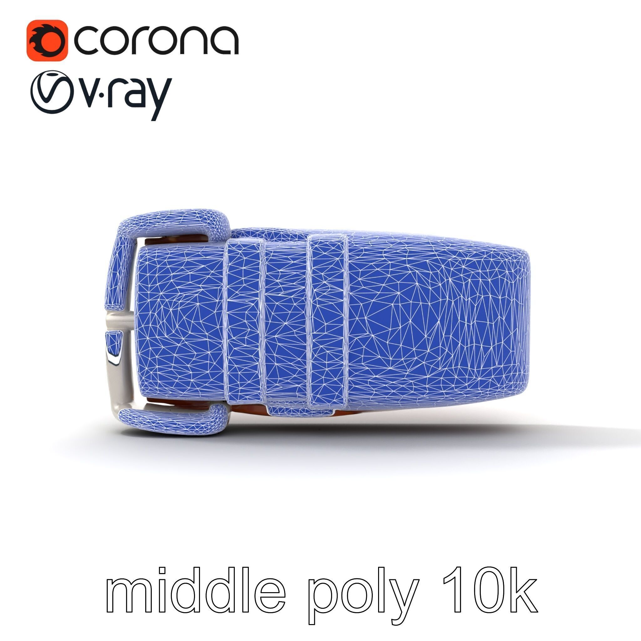 Chestnut Brown Leather Belt with Silver Buckle model pack Low-poly 3D model_23