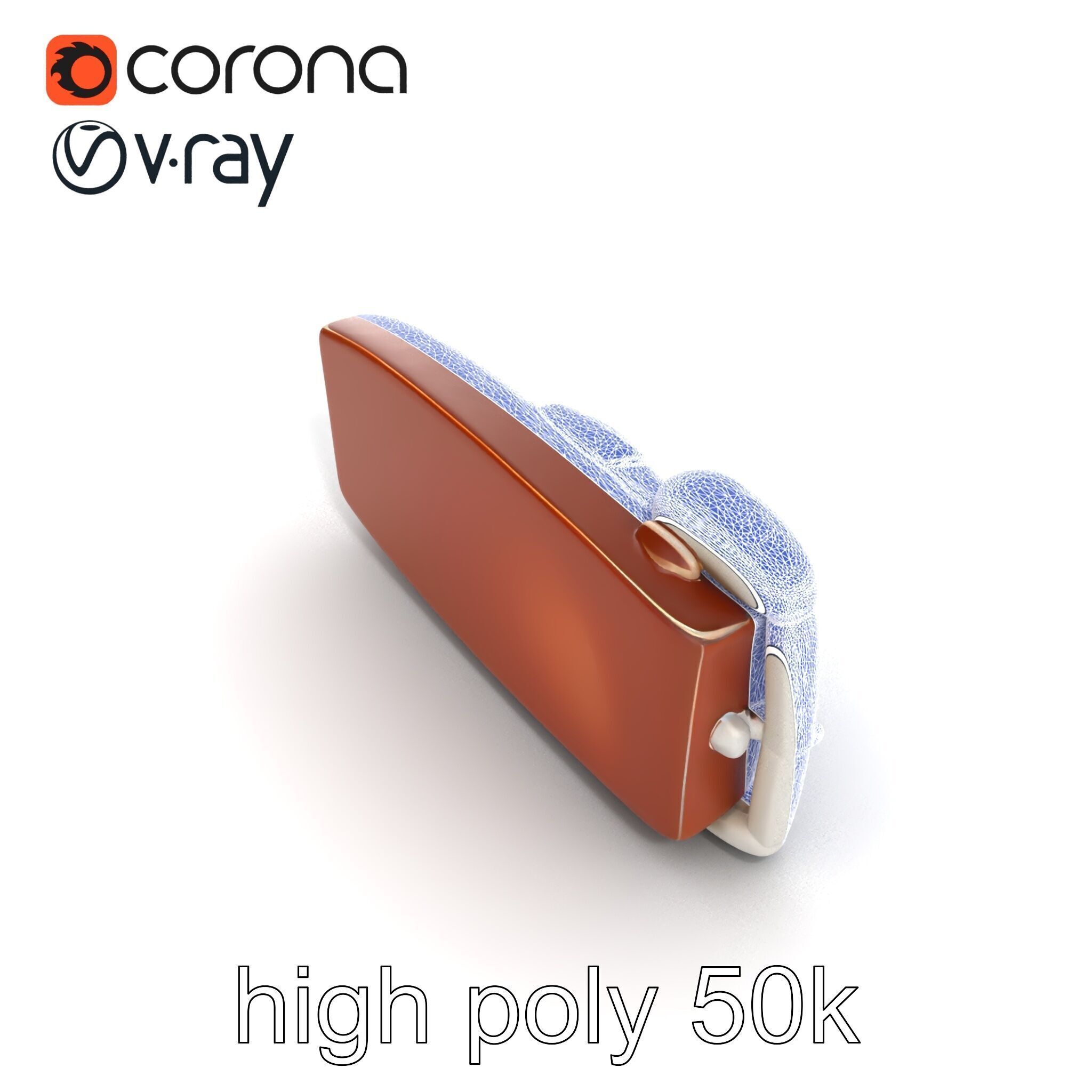 Chestnut Brown Leather Belt with Silver Buckle model pack Low-poly 3D model_27