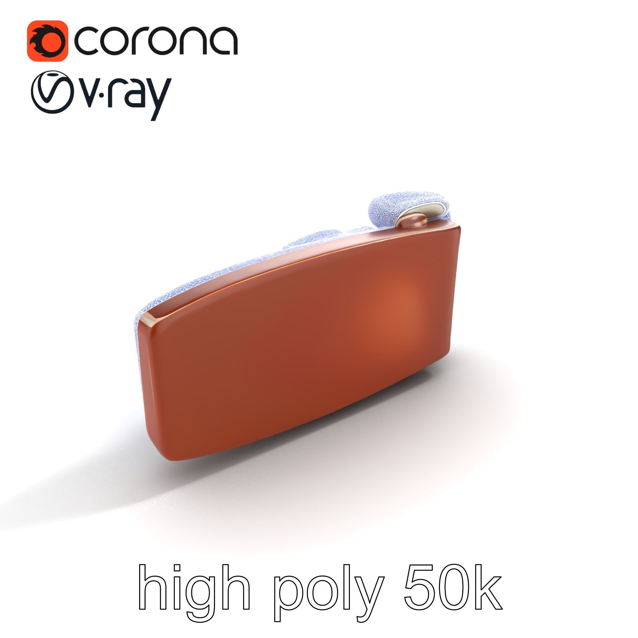 Chestnut Brown Leather Belt with Silver Buckle model pack Low-poly 3D model_17