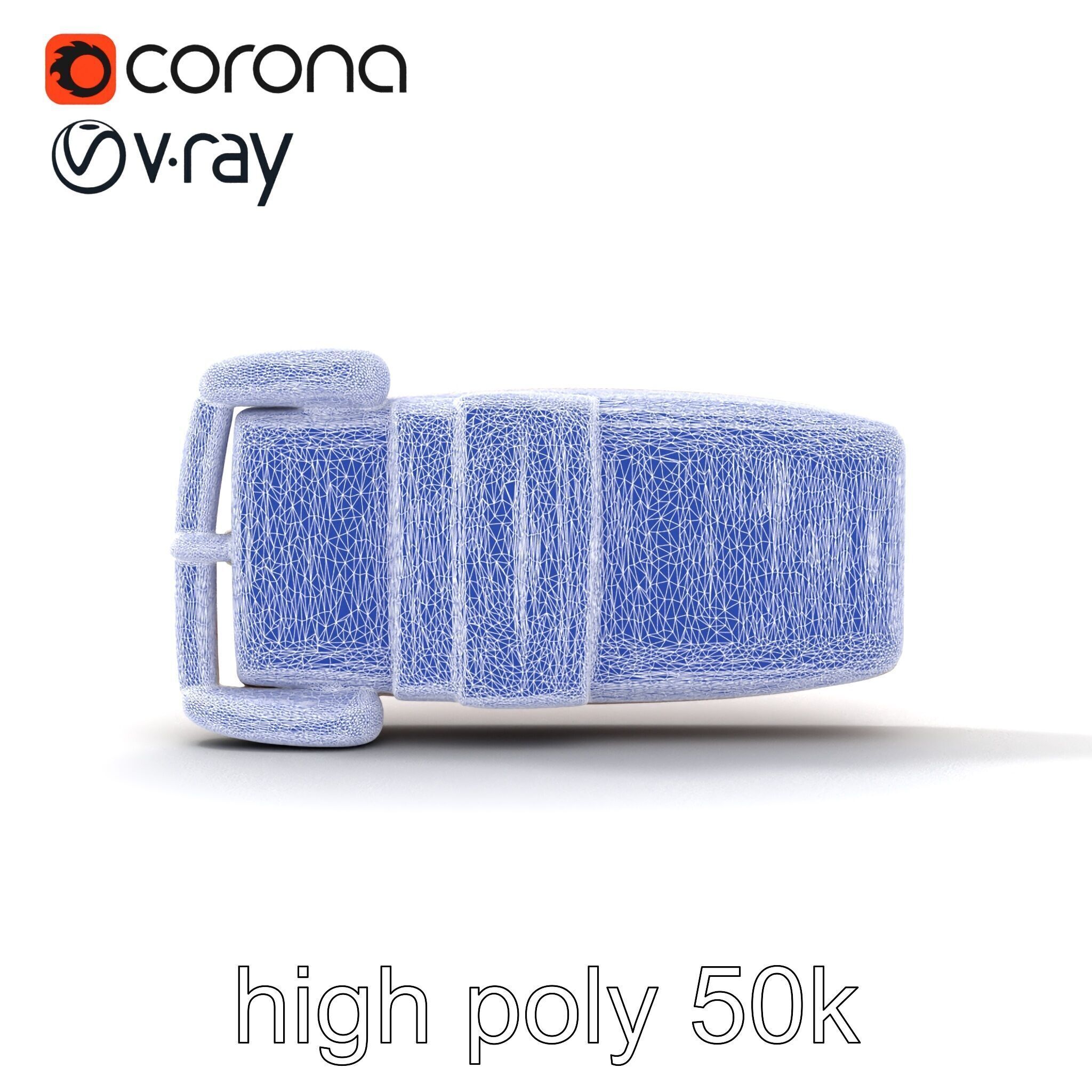 Chestnut Brown Leather Belt with Silver Buckle model pack Low-poly 3D model_32