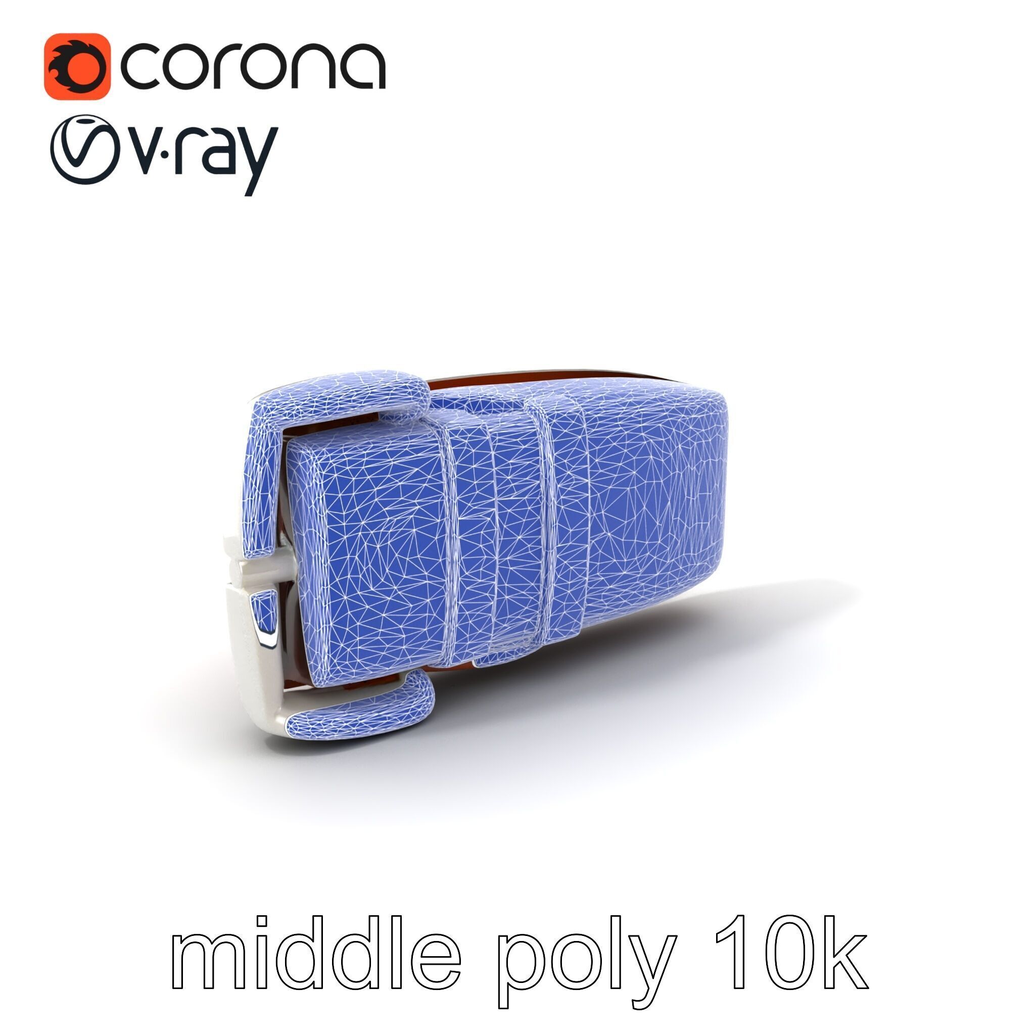 Chestnut Brown Leather Belt with Silver Buckle model pack Low-poly 3D model_6