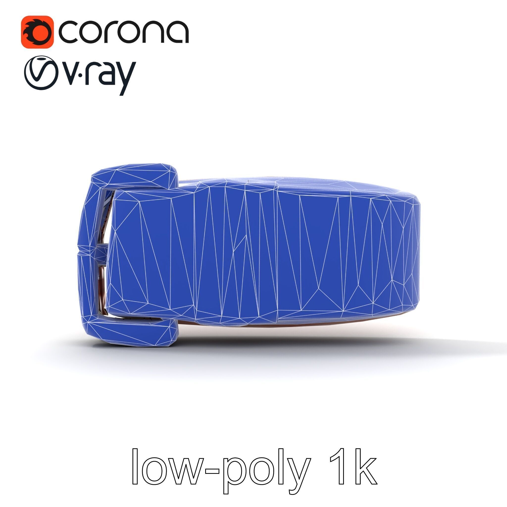 Chestnut Brown Leather Belt with Silver Buckle model pack Low-poly 3D model_25