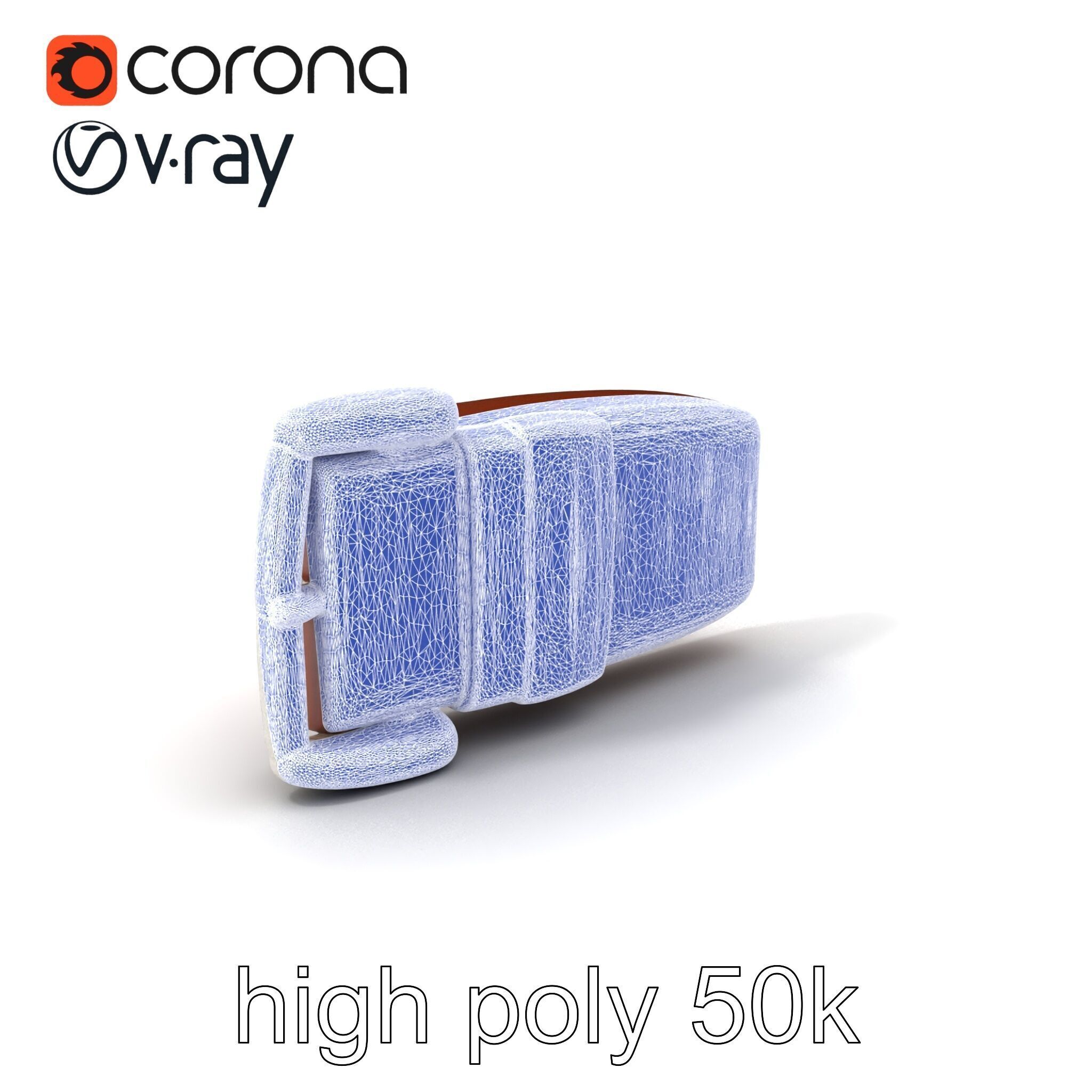 Chestnut Brown Leather Belt with Silver Buckle model pack Low-poly 3D model_10