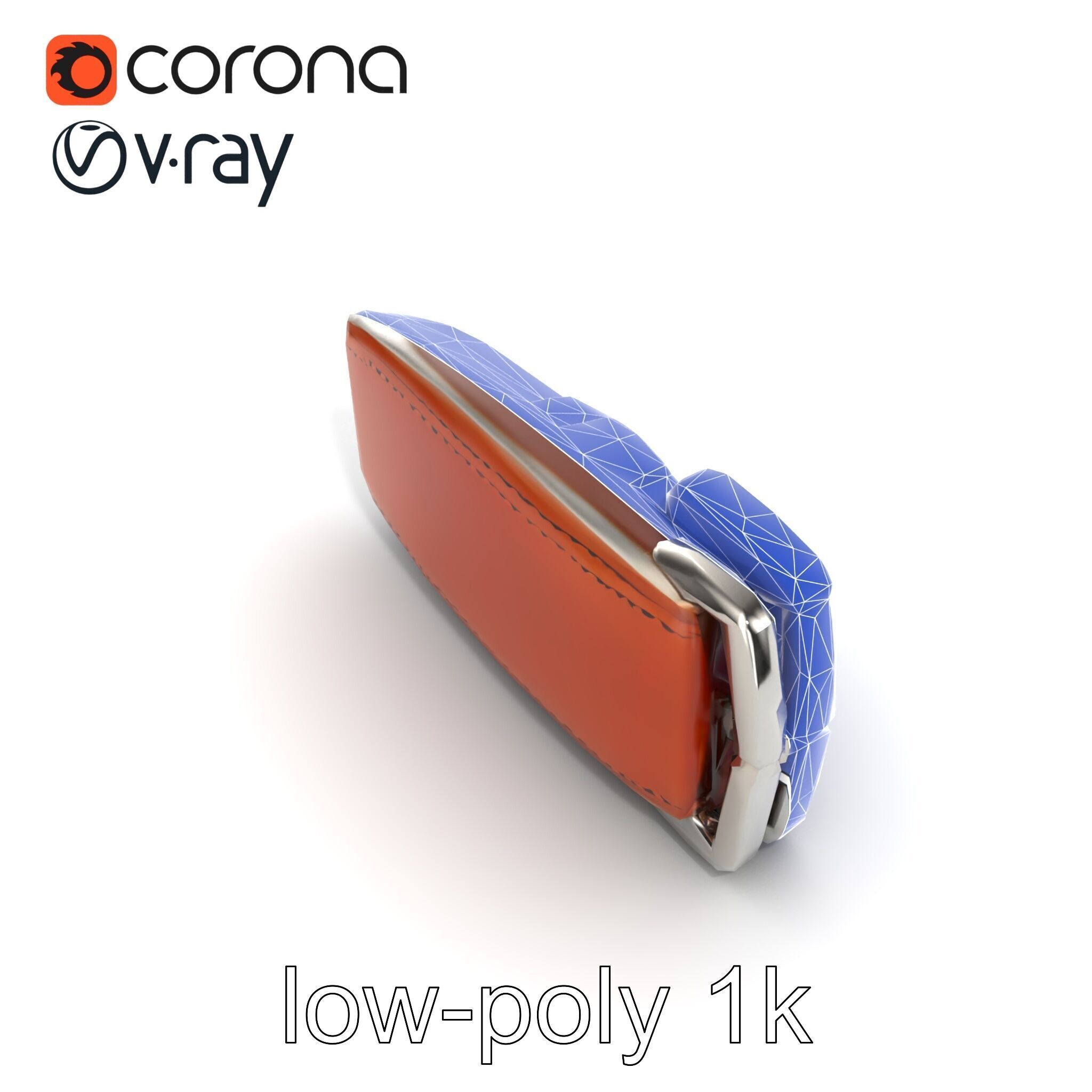 Chestnut Brown Leather Belt with Silver Buckle model pack Low-poly 3D model_26