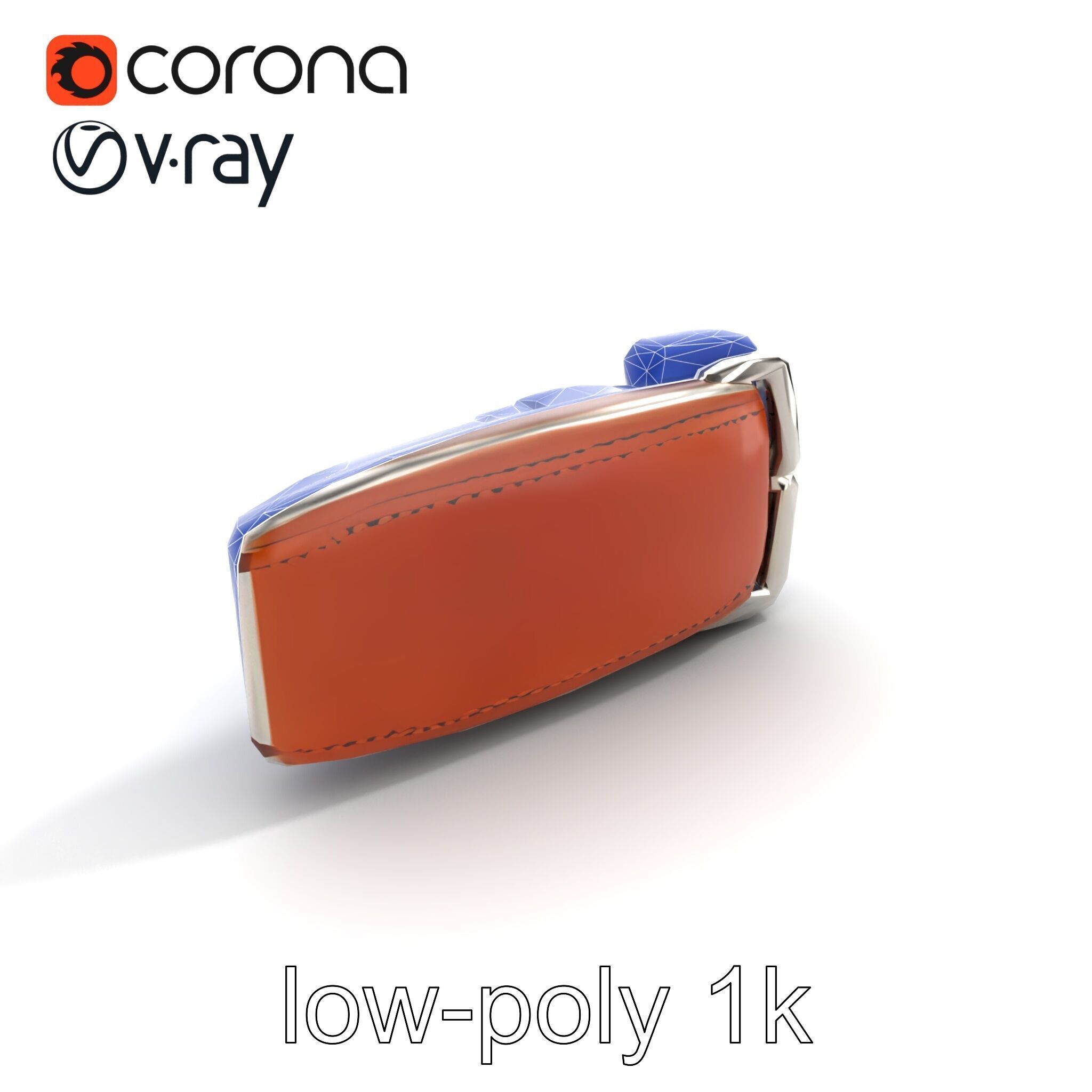 Chestnut Brown Leather Belt with Silver Buckle model pack Low-poly 3D model_12