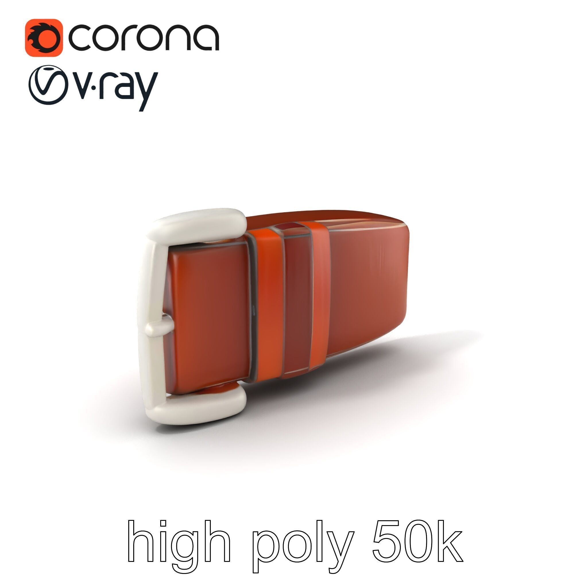 Chestnut Brown Leather Belt with Silver Buckle model pack Low-poly 3D model_2
