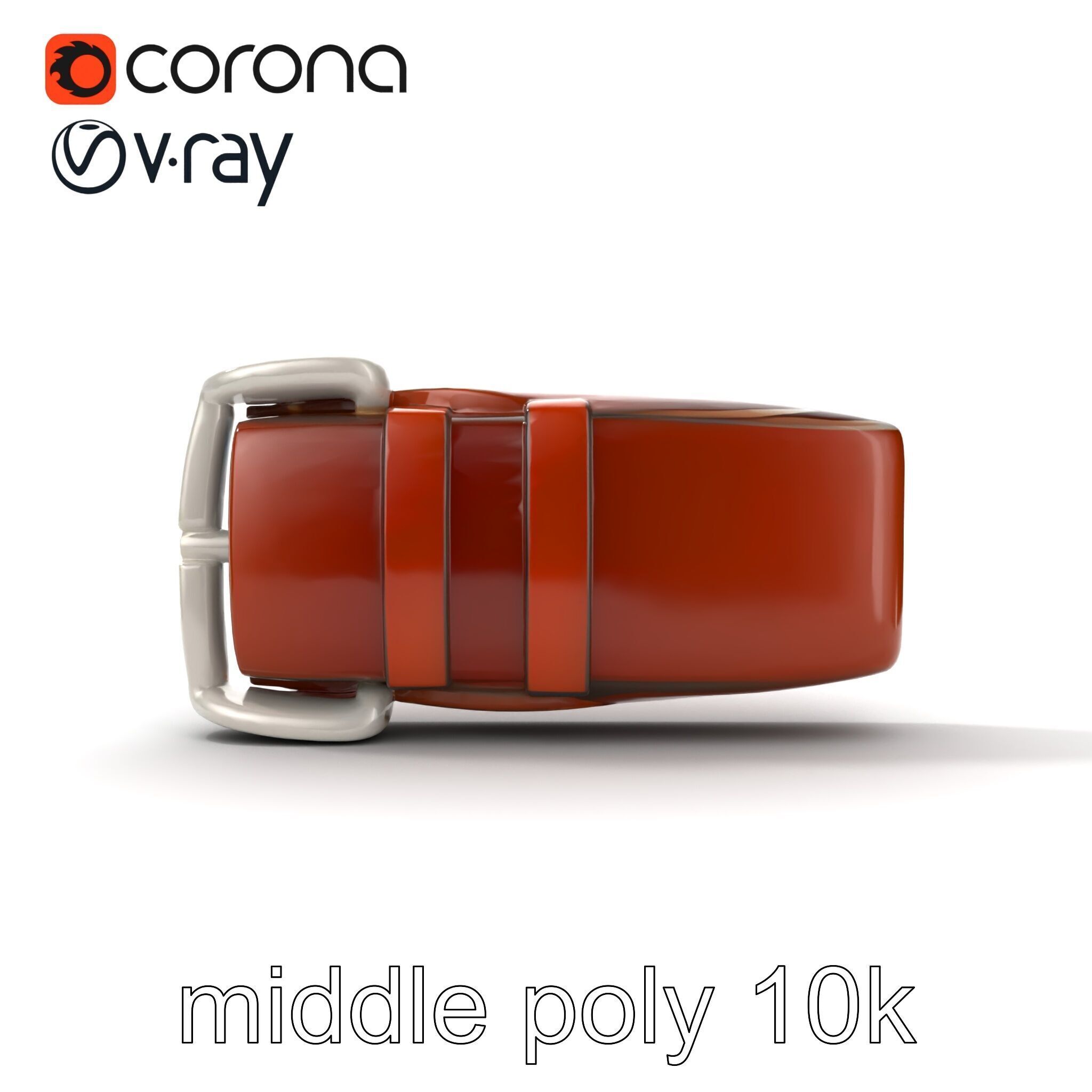 Chestnut Brown Leather Belt with Silver Buckle model pack Low-poly 3D model_24