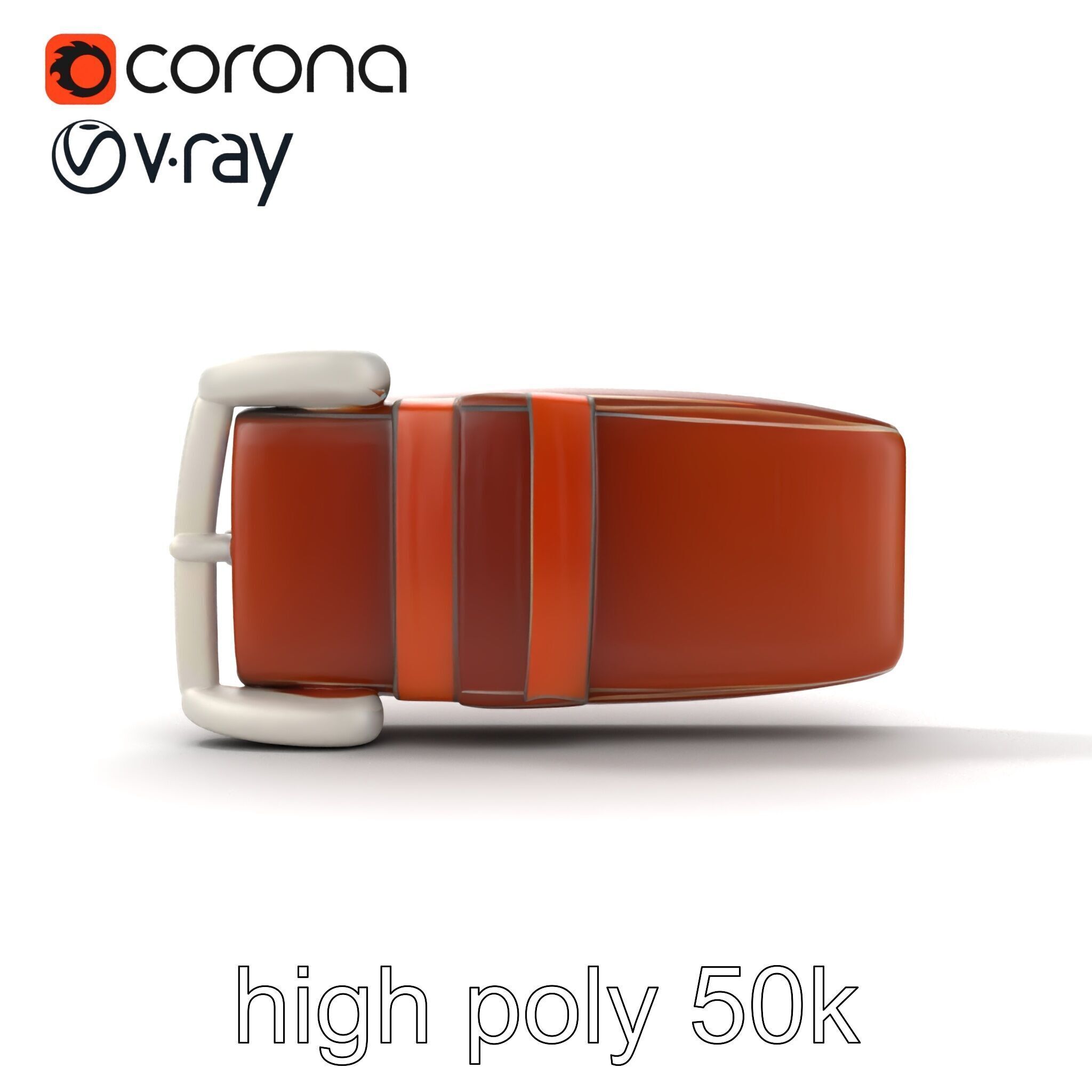 Chestnut Brown Leather Belt with Silver Buckle model pack Low-poly 3D model_30