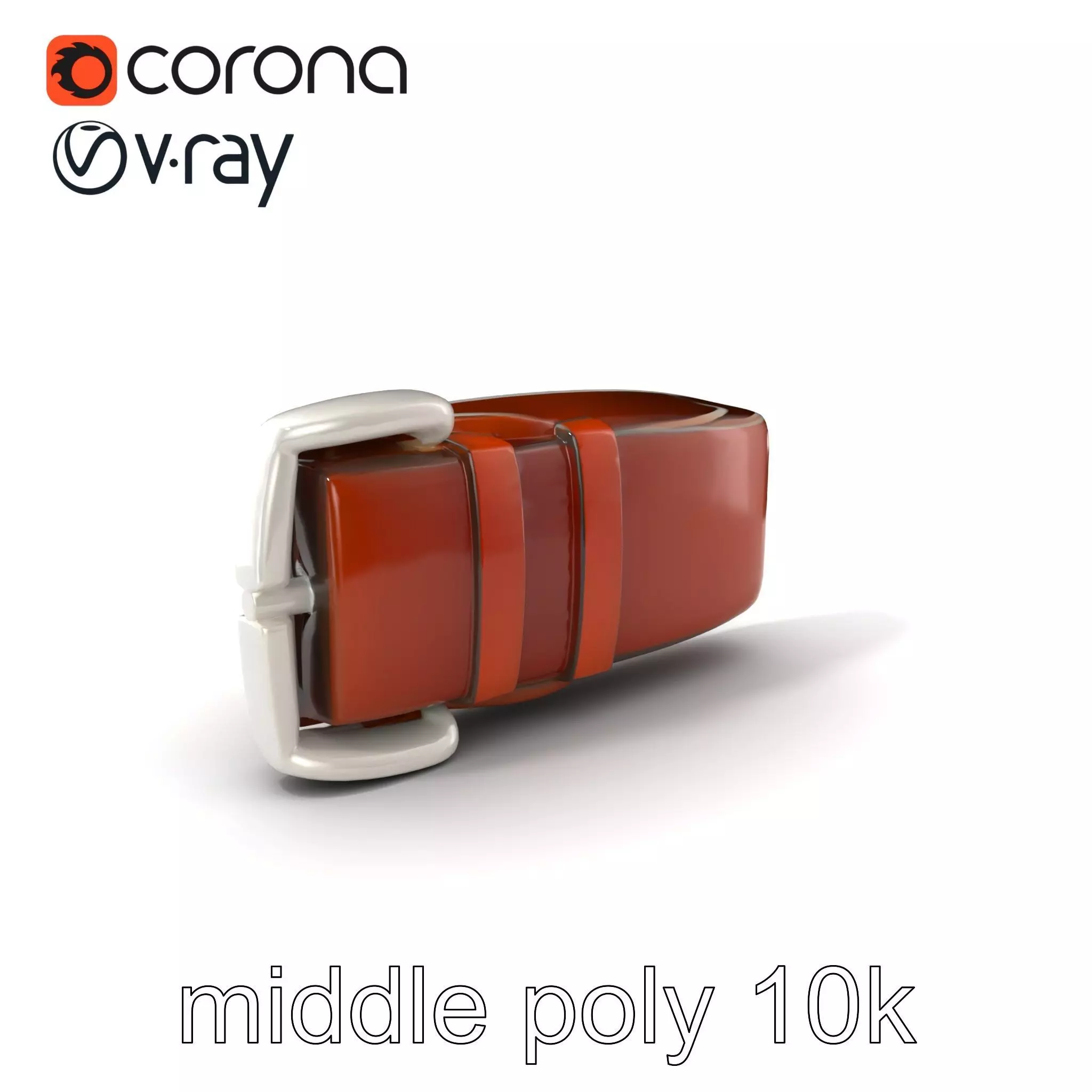 Chestnut Brown Leather Belt with Silver Buckle model pack Low-poly 3D model_0