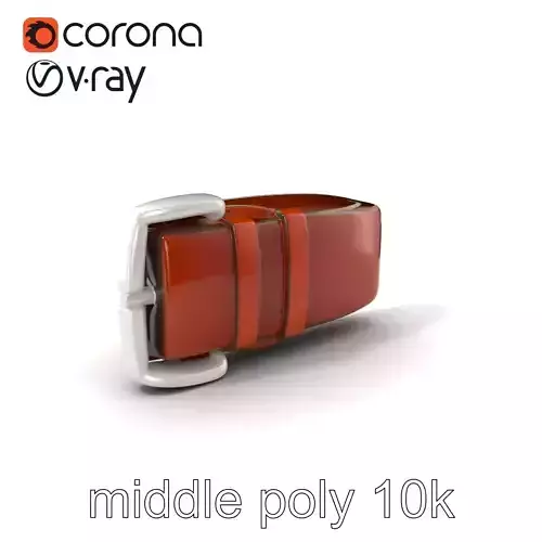 Chestnut Brown Leather Belt with Silver Buckle model pack Low-poly 3D model