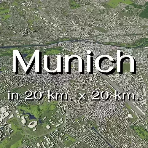 Munich Germany in 20 km x 20 km - city and urban