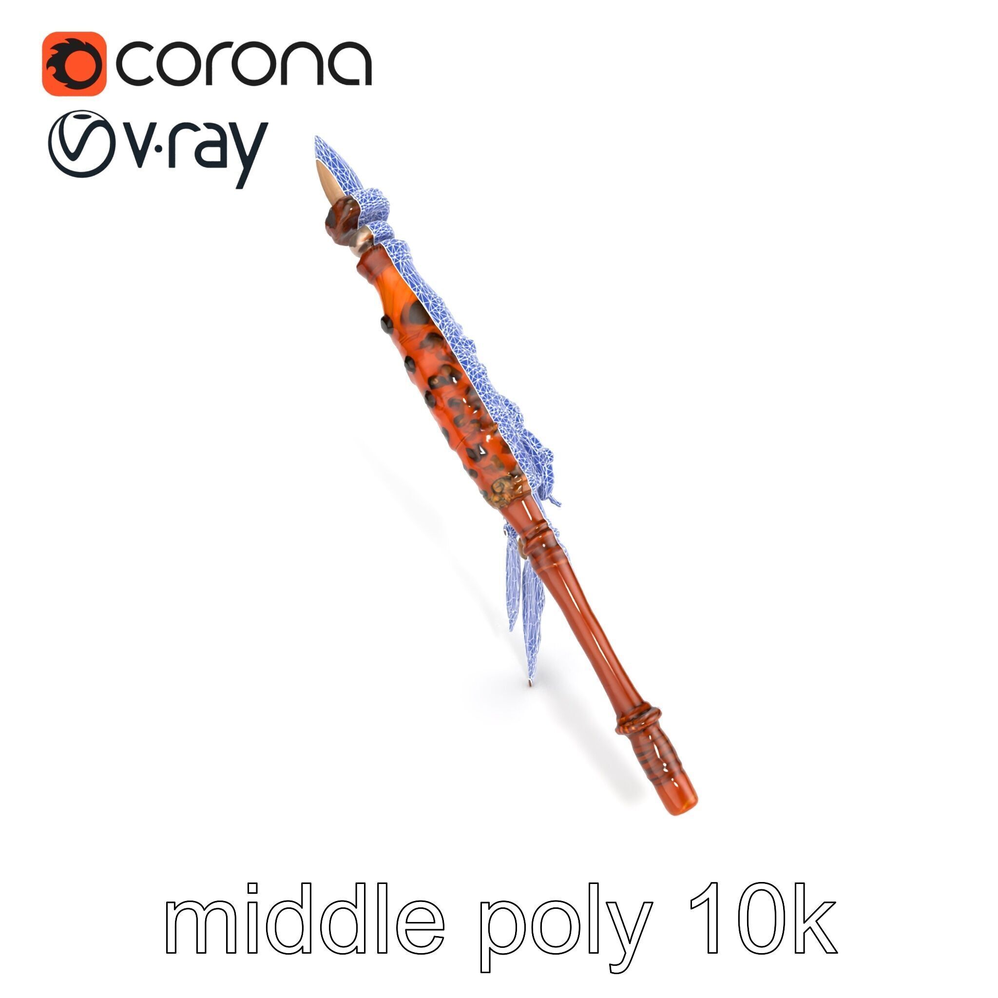 Ancient Cedar Shamans Staff with Turquoise Gem model pack Low-poly 3D model_20