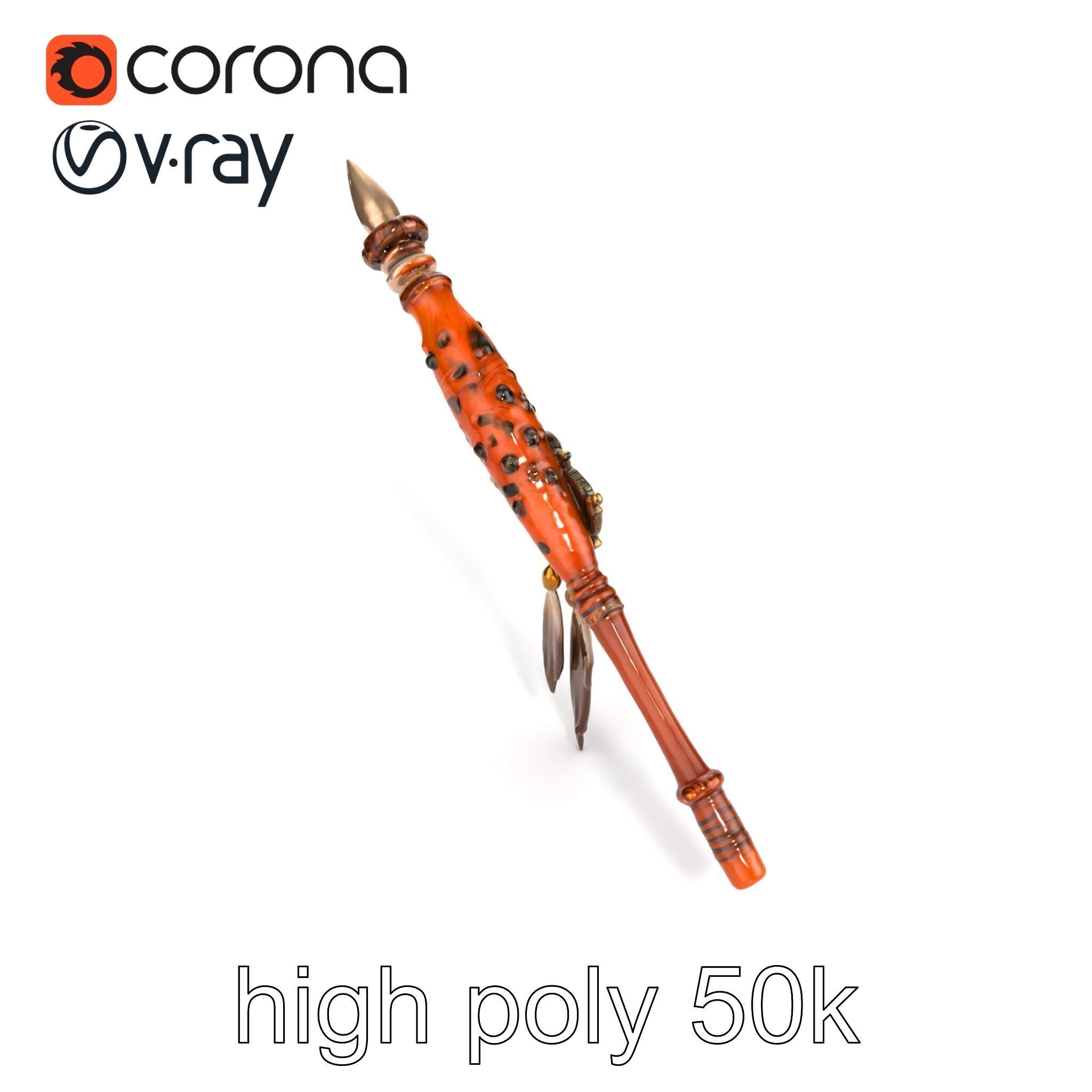 Ancient Cedar Shamans Staff with Turquoise Gem model pack Low-poly 3D model_24