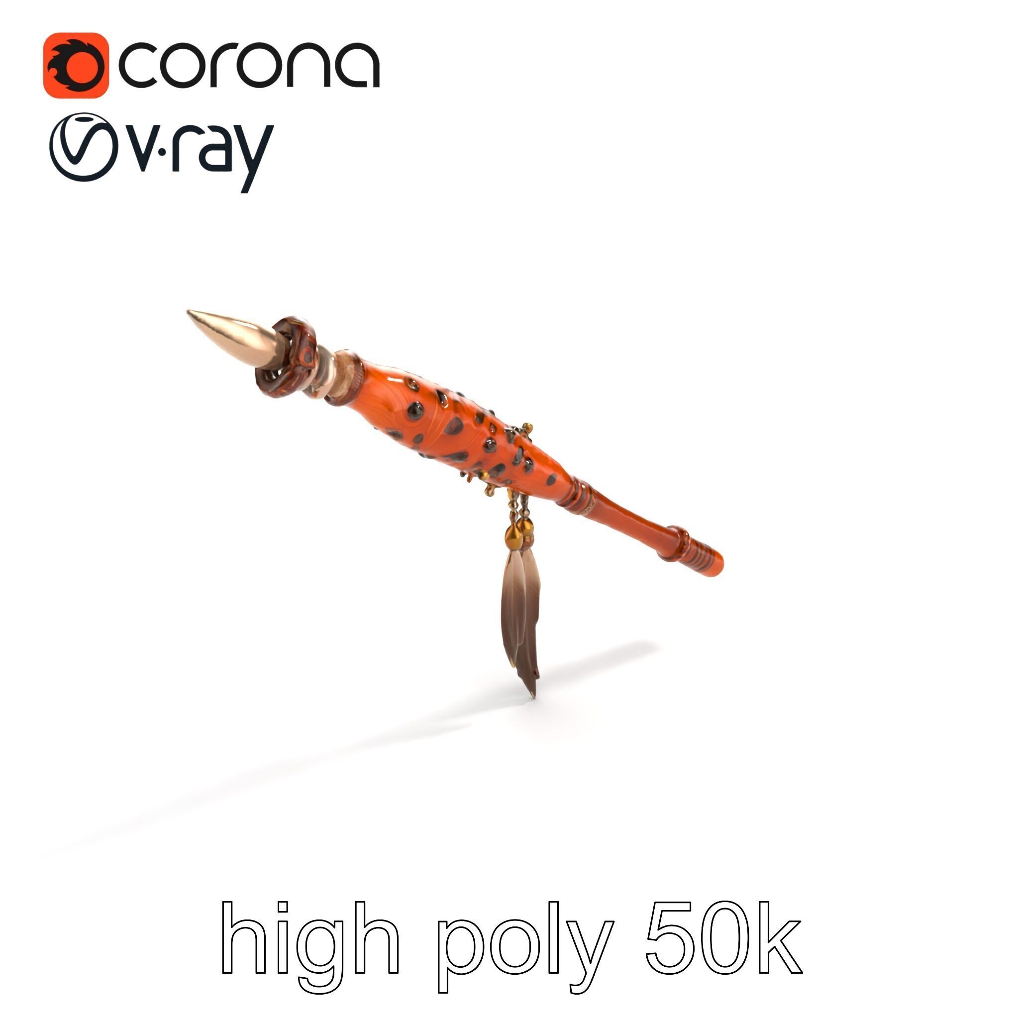 Ancient Cedar Shamans Staff with Turquoise Gem model pack Low-poly 3D model_19