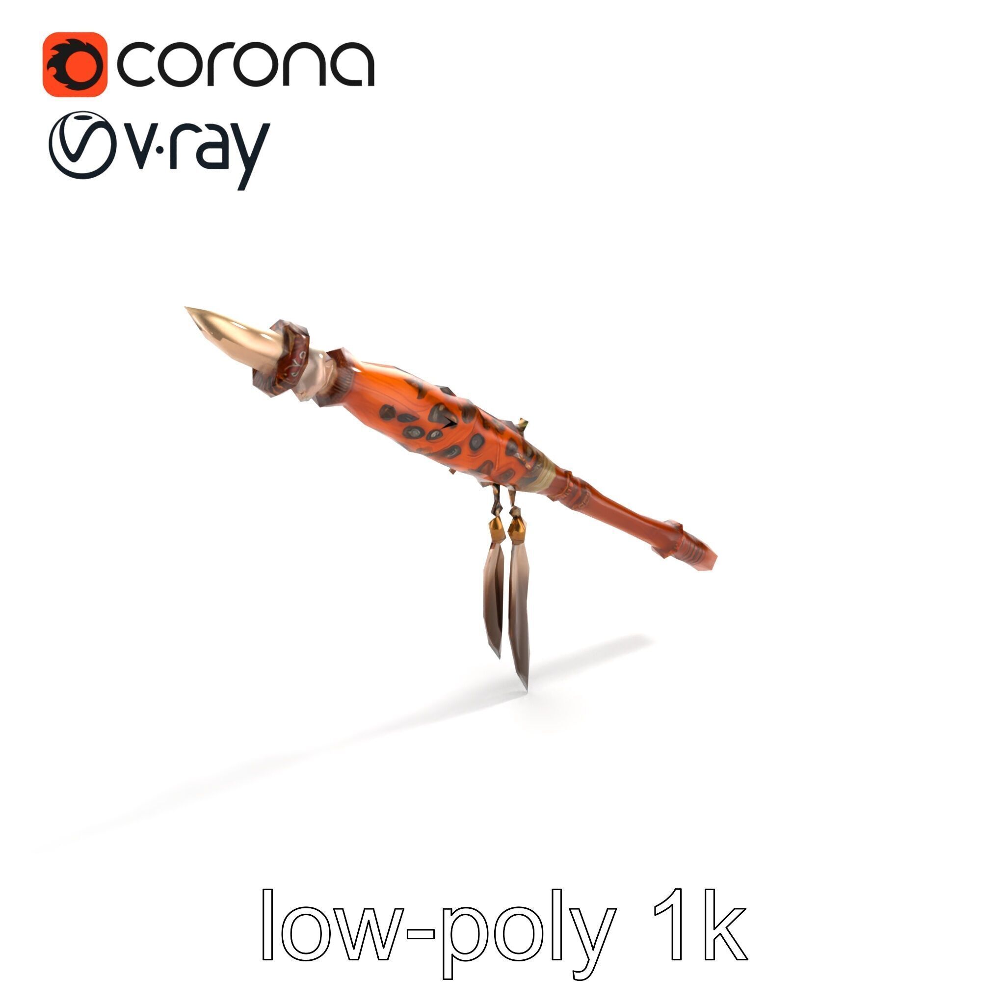 Ancient Cedar Shamans Staff with Turquoise Gem model pack Low-poly 3D model_9