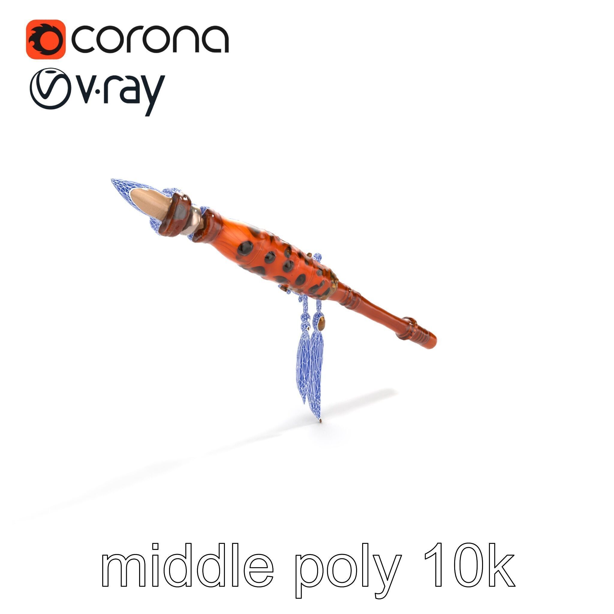 Ancient Cedar Shamans Staff with Turquoise Gem model pack Low-poly 3D model_11