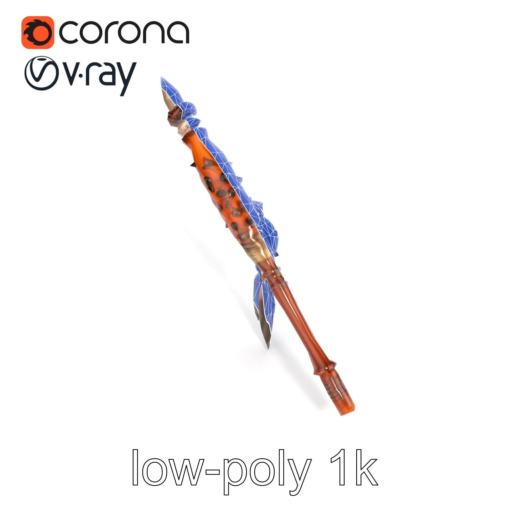 Ancient Cedar Shamans Staff with Turquoise Gem model pack Low-poly 3D model_13