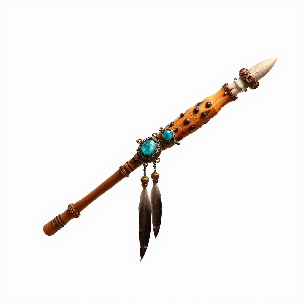Ancient Cedar Shamans Staff with Turquoise Gem model pack Low-poly 3D model_4