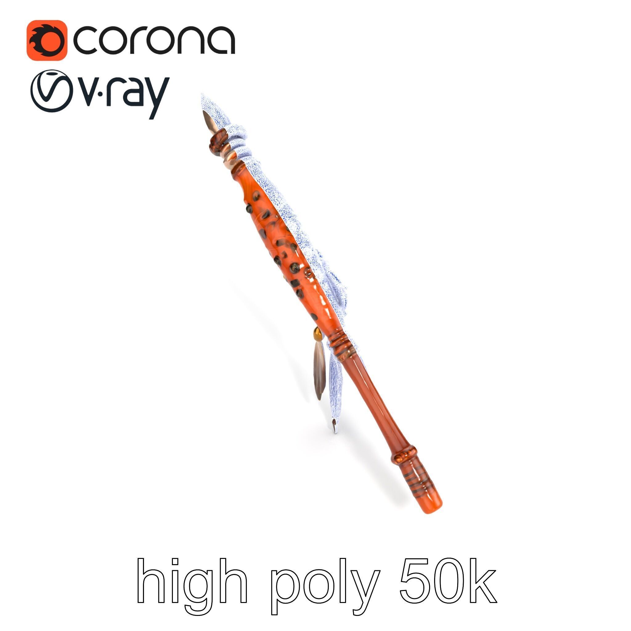 Ancient Cedar Shamans Staff with Turquoise Gem model pack Low-poly 3D model_21