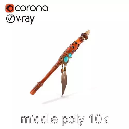 Ancient Cedar Shamans Staff with Turquoise Gem model pack Low-poly 3D model