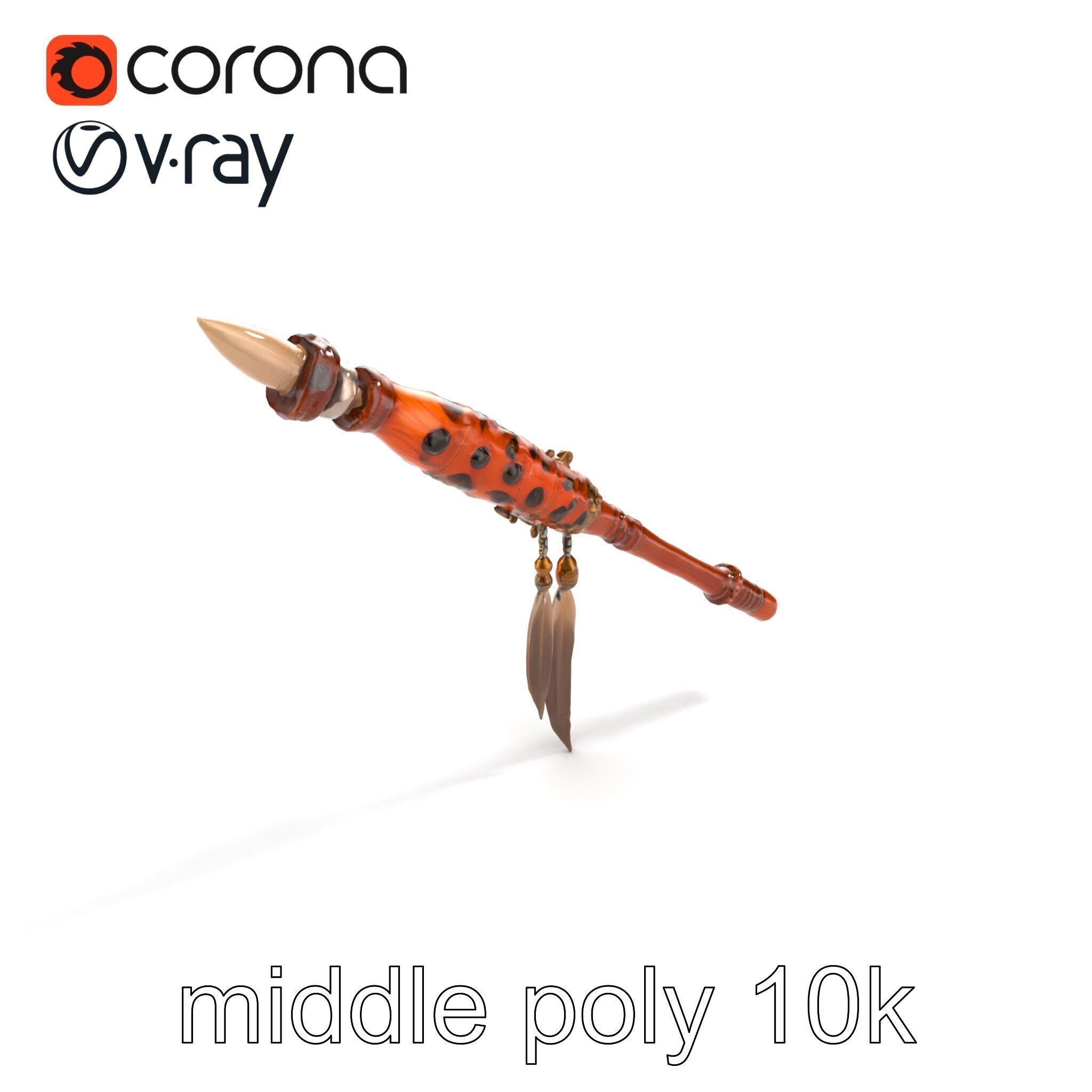 Ancient Cedar Shamans Staff with Turquoise Gem model pack Low-poly 3D model_8