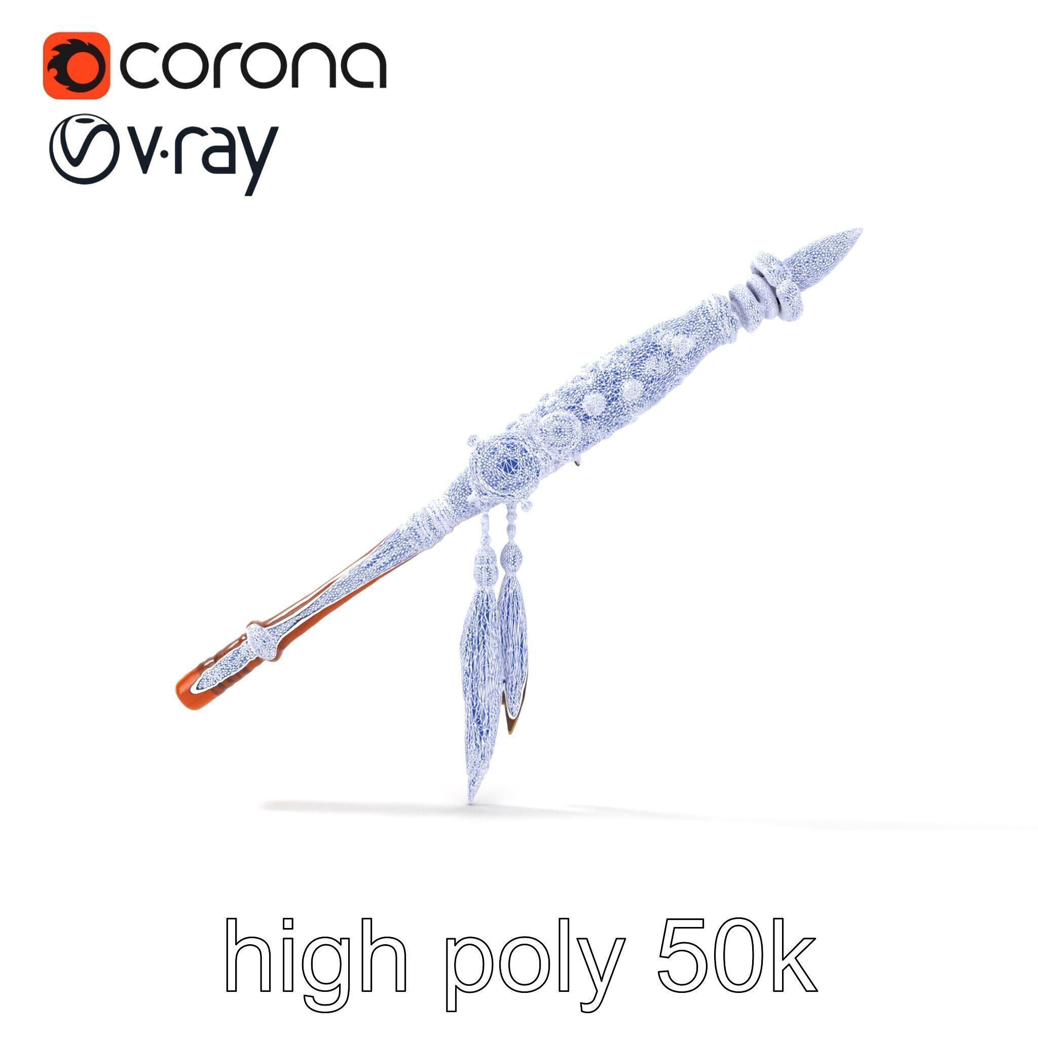 Ancient Cedar Shamans Staff with Turquoise Gem model pack Low-poly 3D model_27