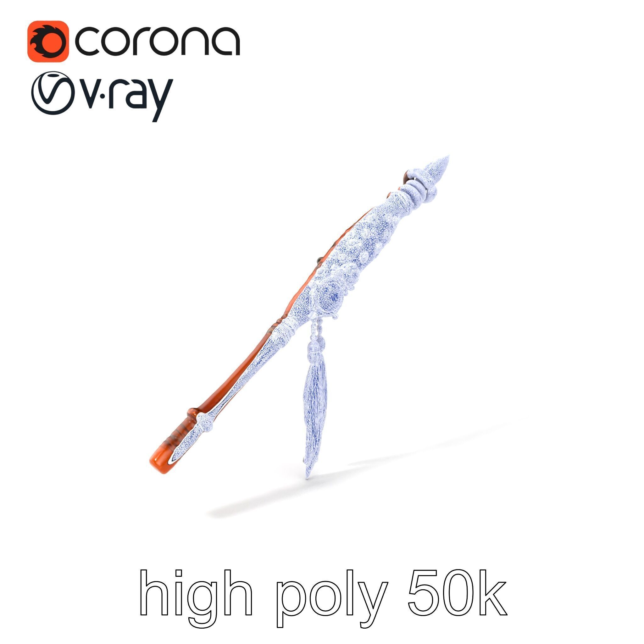 Ancient Cedar Shamans Staff with Turquoise Gem model pack Low-poly 3D model_10