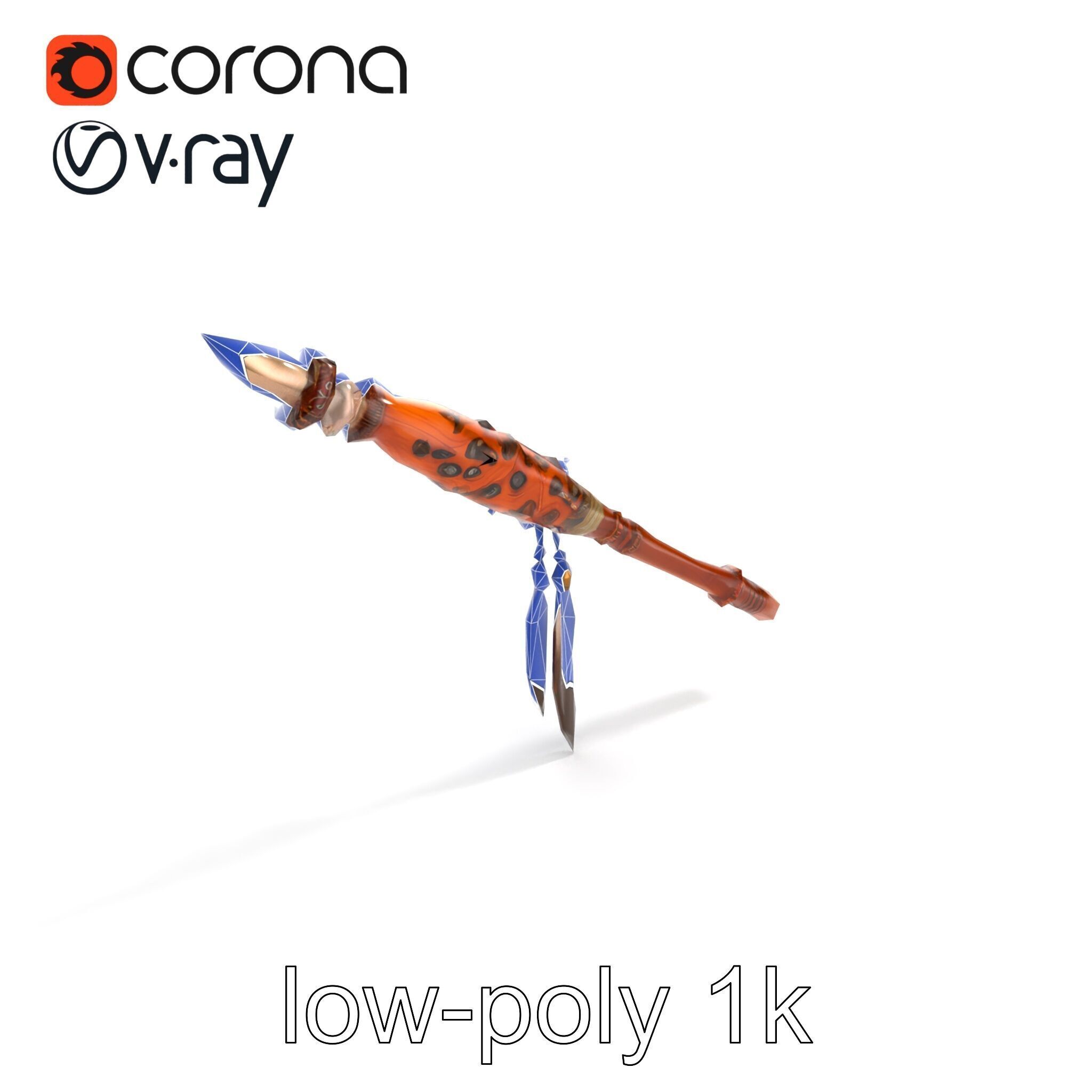 Ancient Cedar Shamans Staff with Turquoise Gem model pack Low-poly 3D model_18