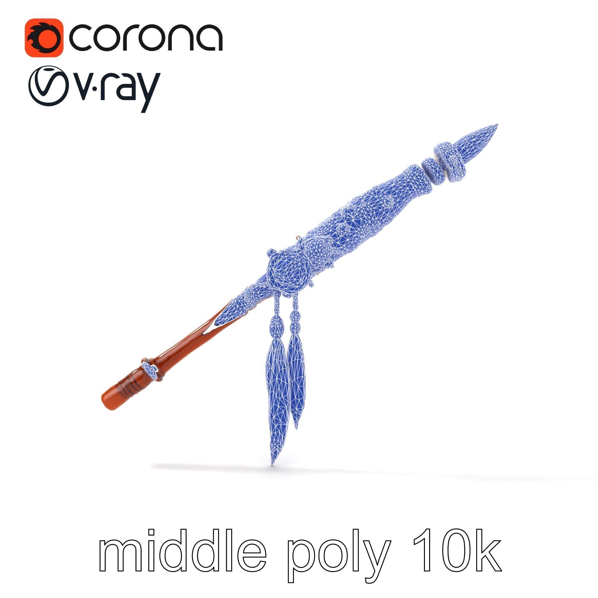 Ancient Cedar Shamans Staff with Turquoise Gem model pack Low-poly 3D model_23