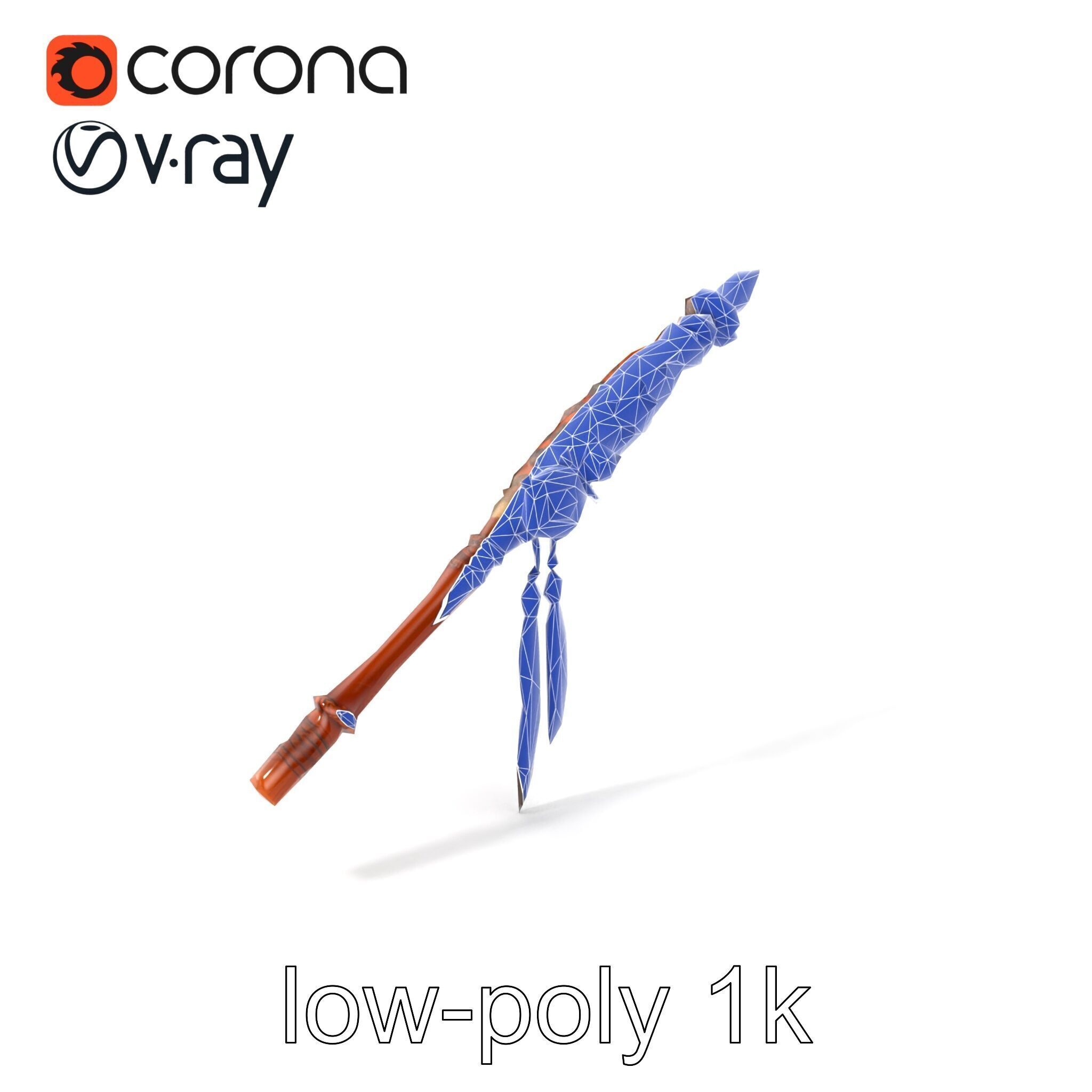 Ancient Cedar Shamans Staff with Turquoise Gem model pack Low-poly 3D model_7