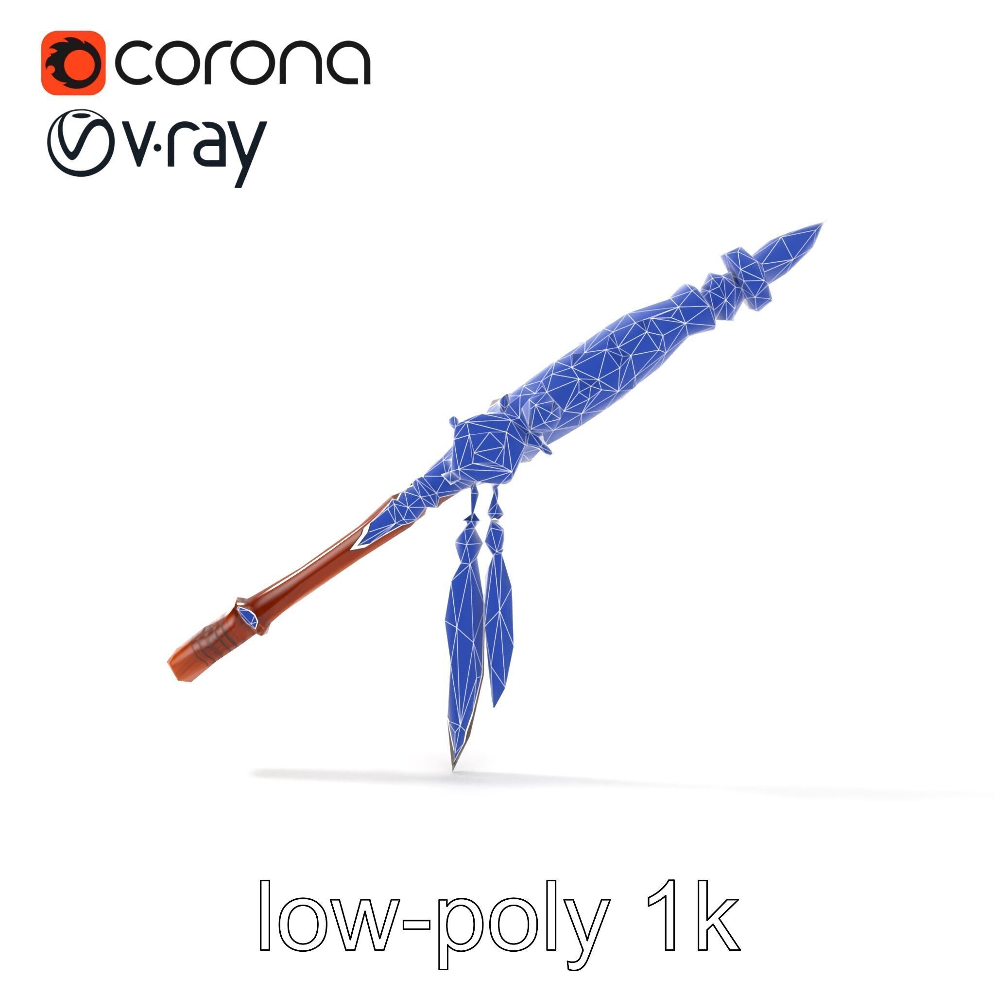 Ancient Cedar Shamans Staff with Turquoise Gem model pack Low-poly 3D model_31