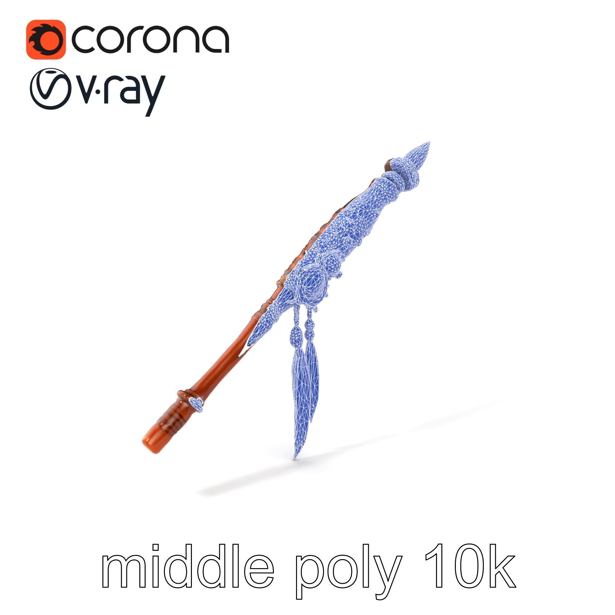 Ancient Cedar Shamans Staff with Turquoise Gem model pack Low-poly 3D model_6