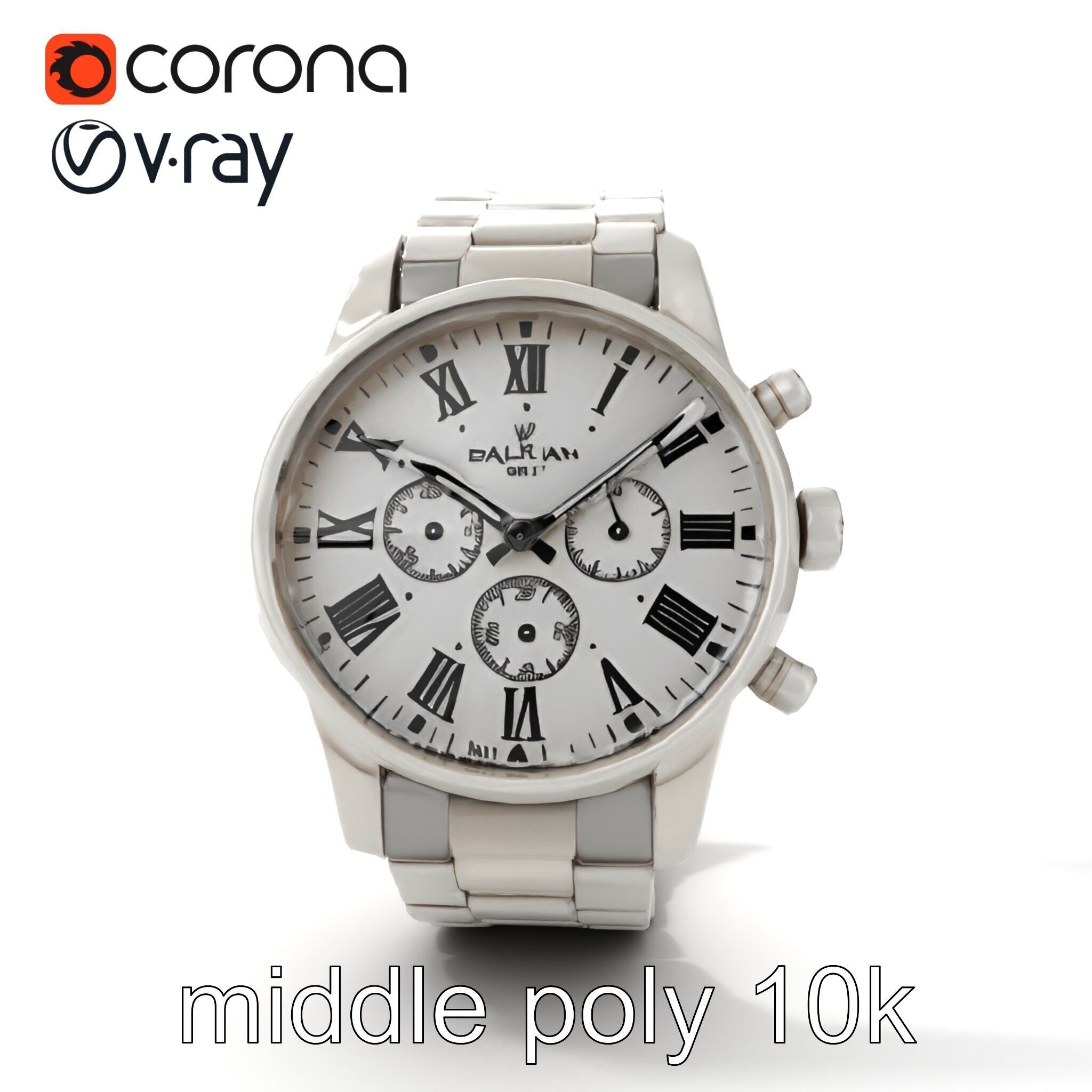 Elegant Mens Wristwatch model pack Low-poly 3D model_13