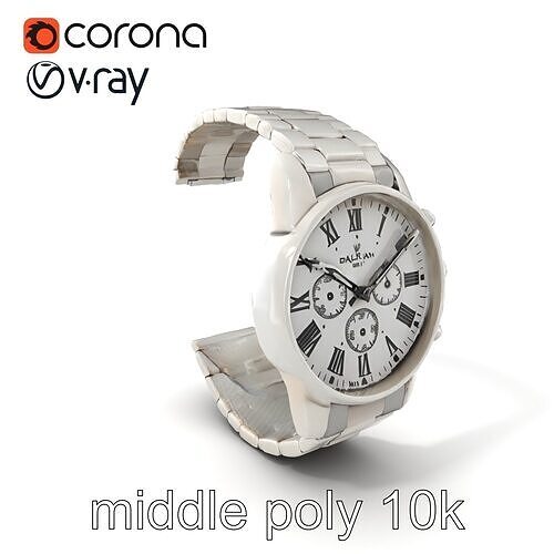 Elegant Mens Wristwatch model pack Low-poly 3D model