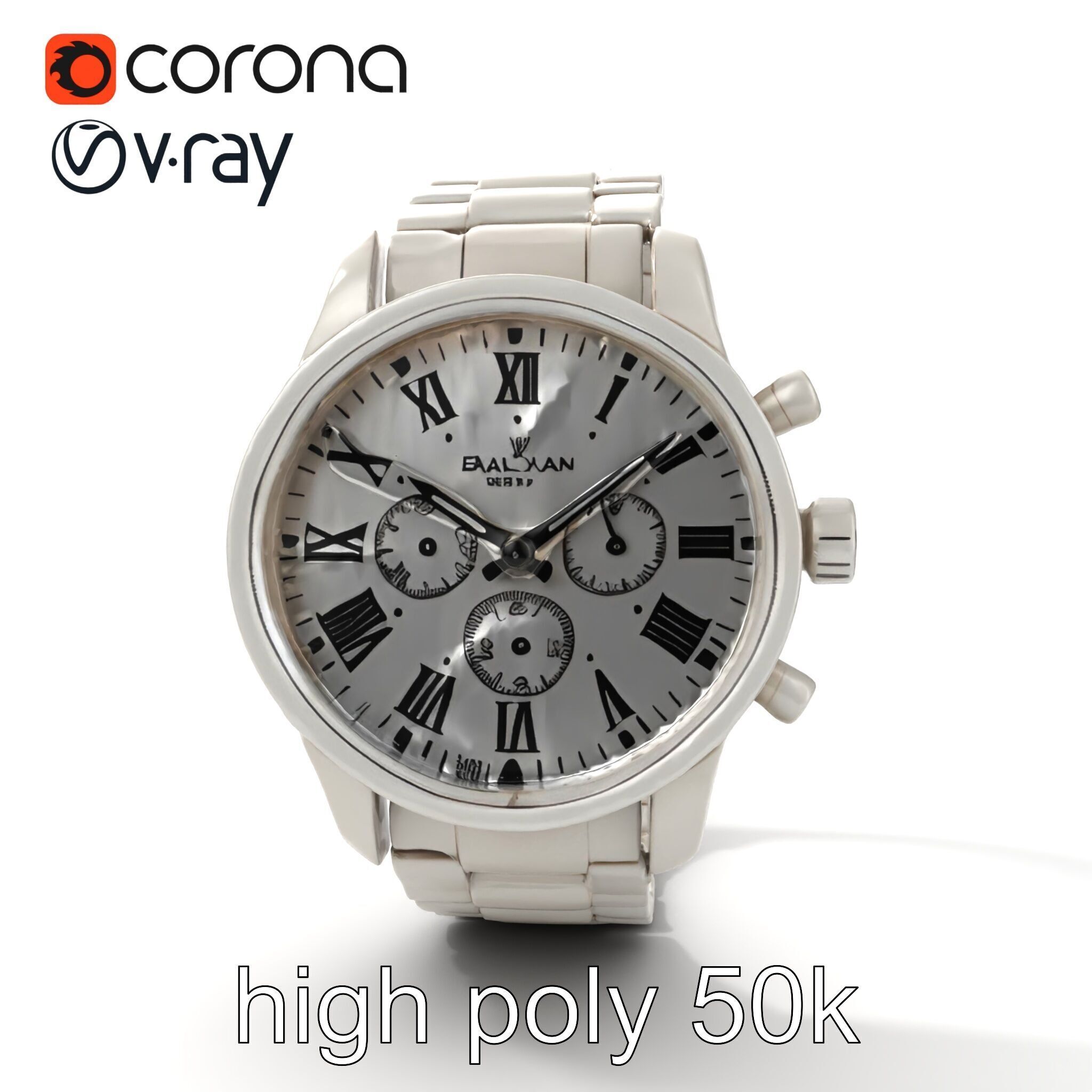 Elegant Mens Wristwatch model pack Low-poly 3D model_28