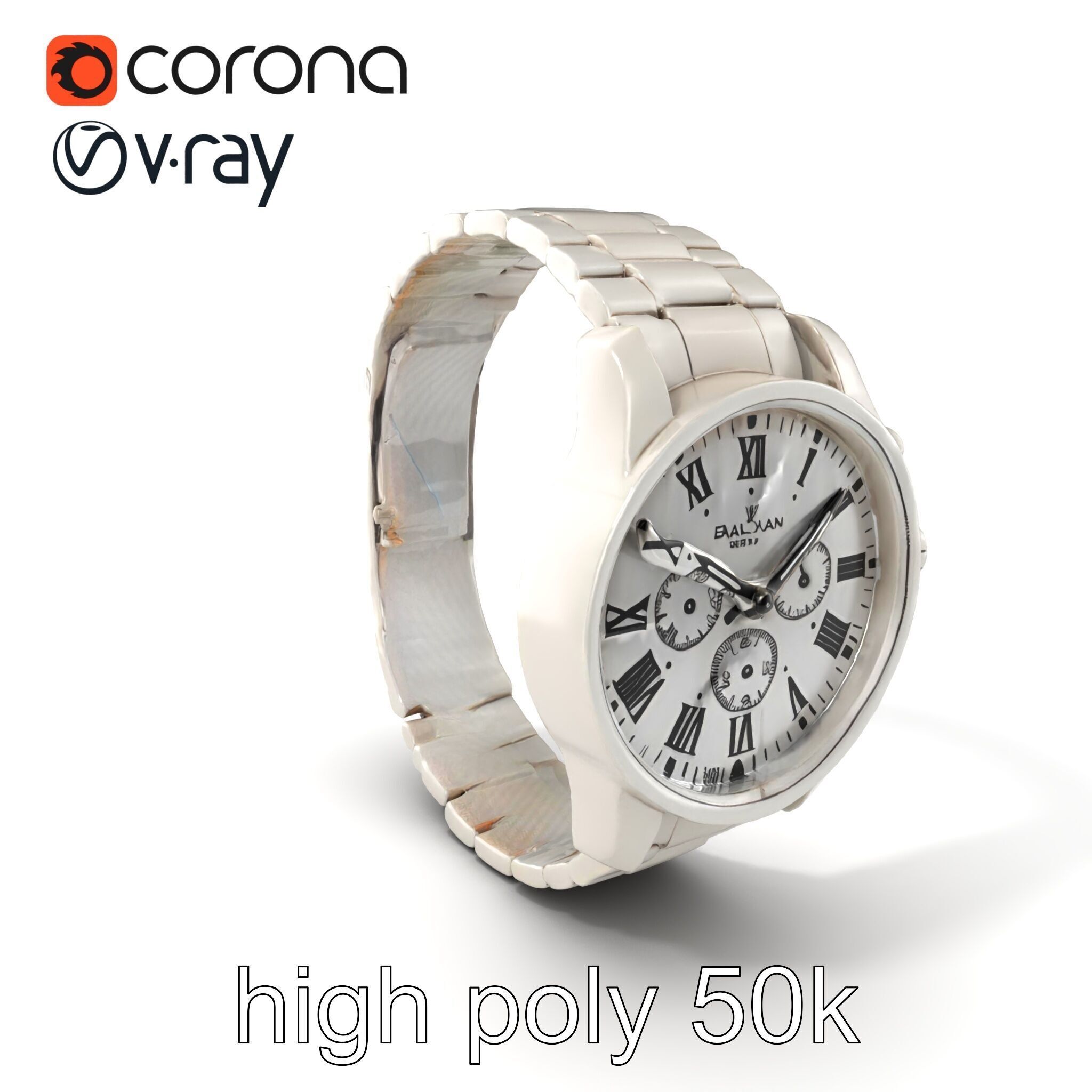 Elegant Mens Wristwatch model pack Low-poly 3D model_2