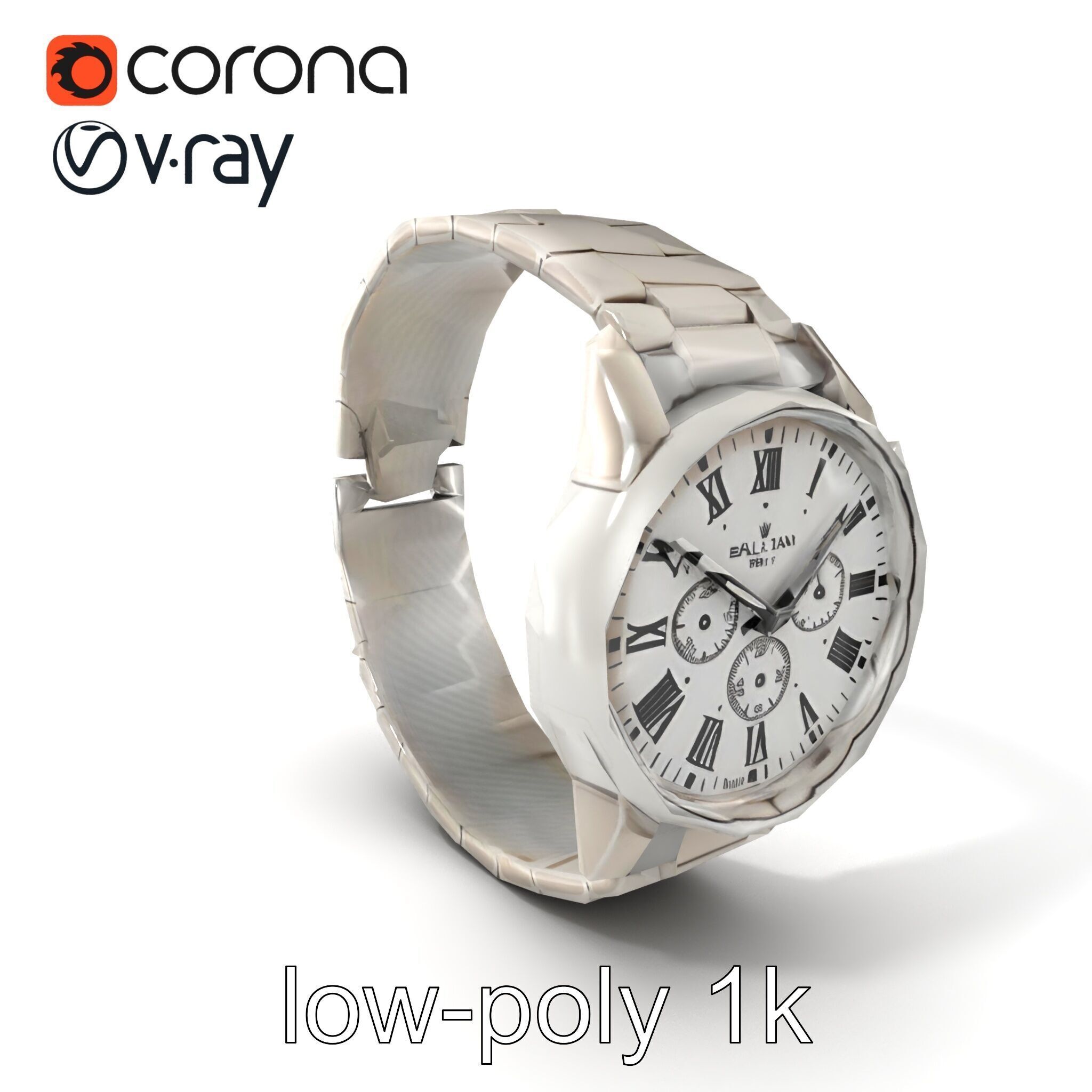 Elegant Mens Wristwatch model pack Low-poly 3D model_5