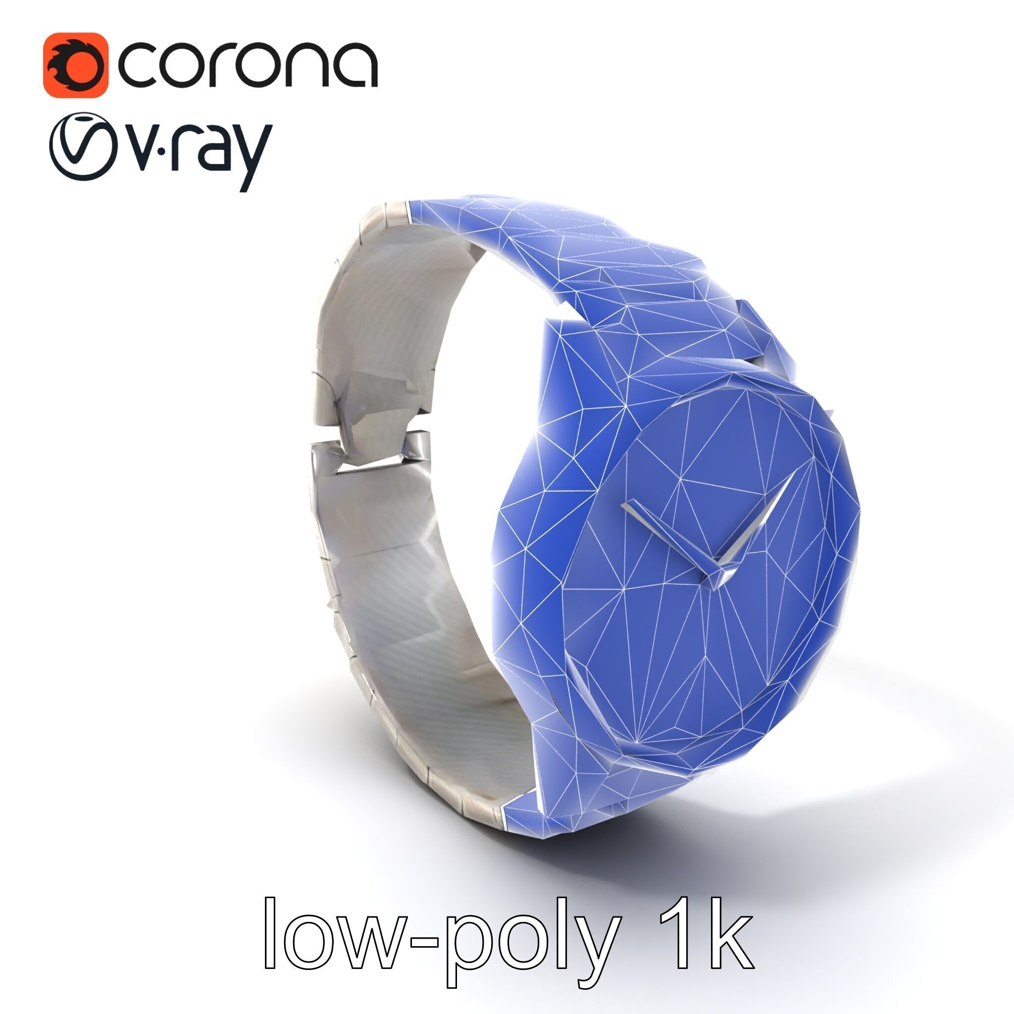 Elegant Mens Wristwatch model pack Low-poly 3D model_7