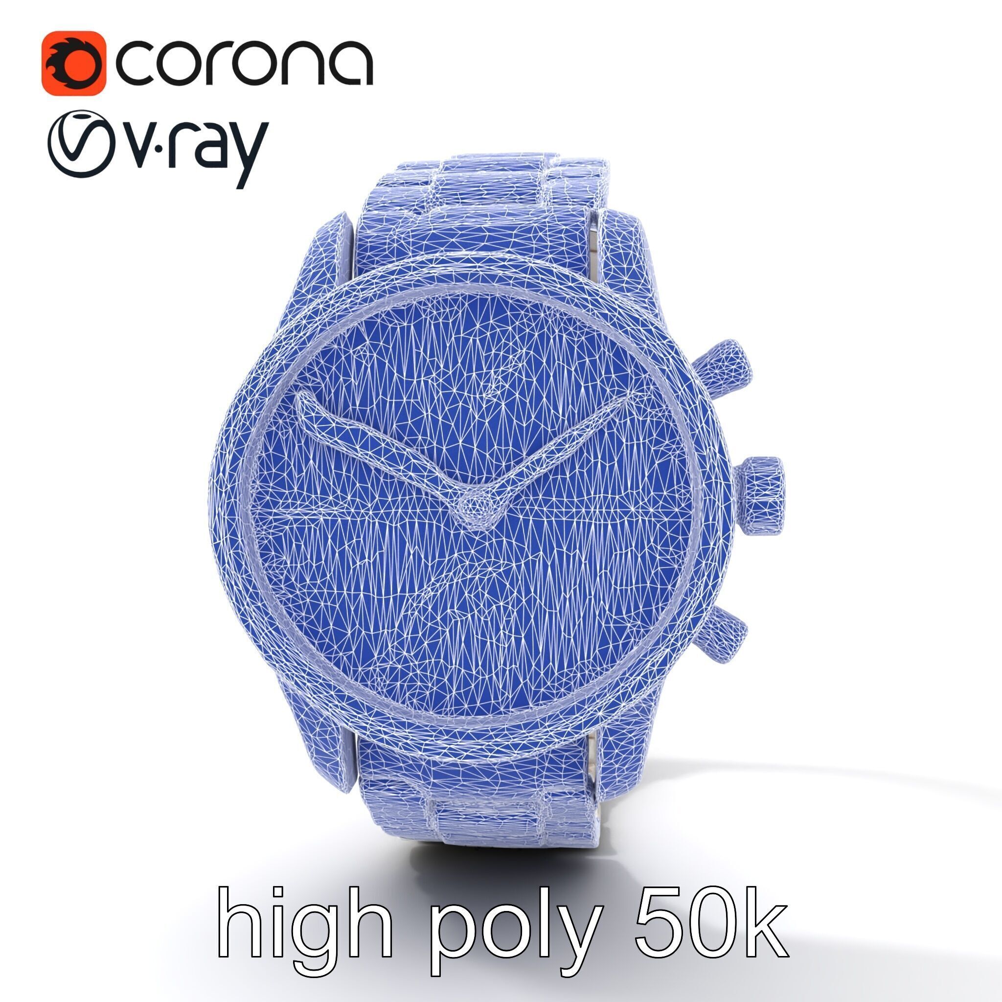 Elegant Mens Wristwatch model pack Low-poly 3D model_24